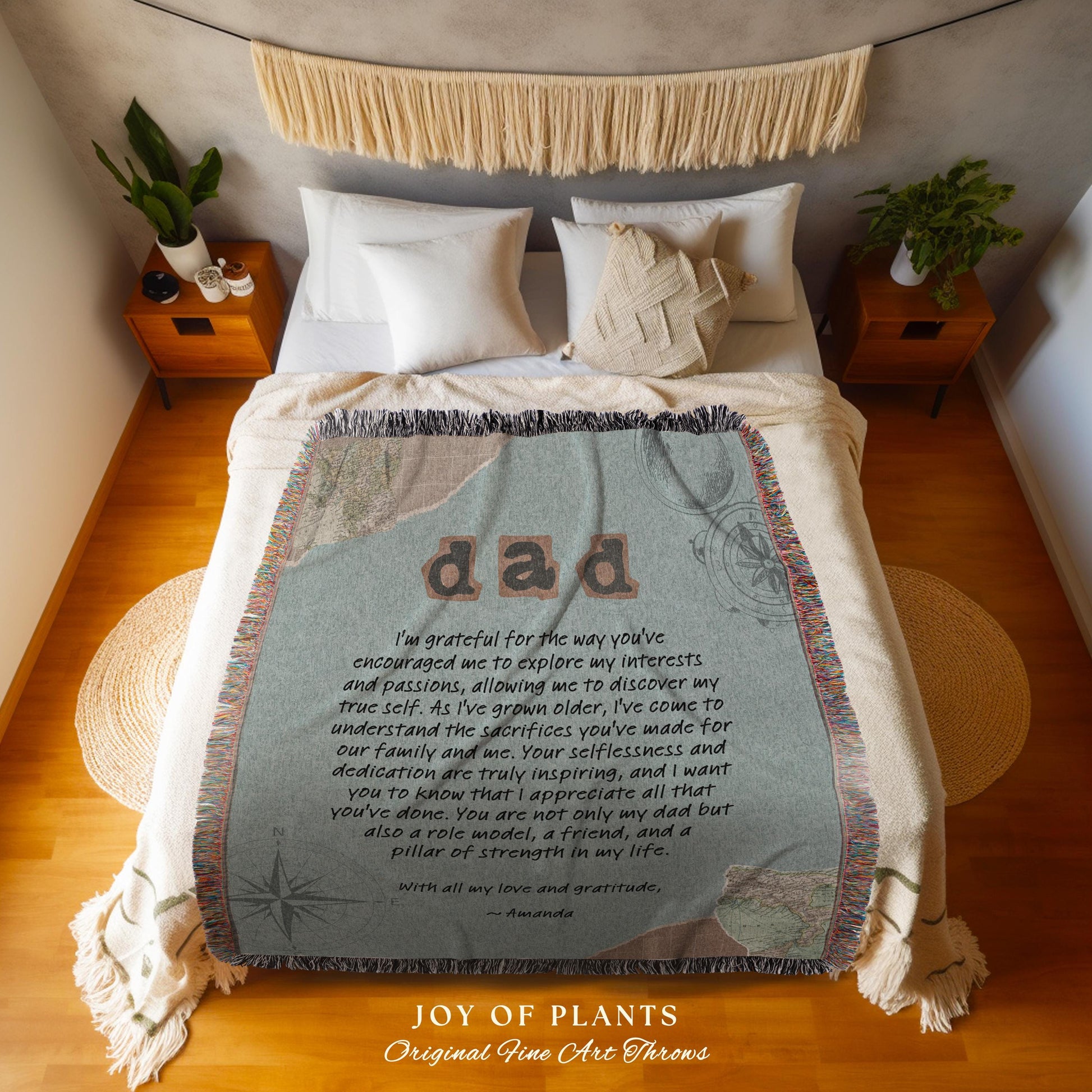 Meaningful Dad Blanket Custom Letter | Father's Day Personalized Handwriting Woven Throw Thoughtful Dad Custom Sentimental Gift for Grandpa