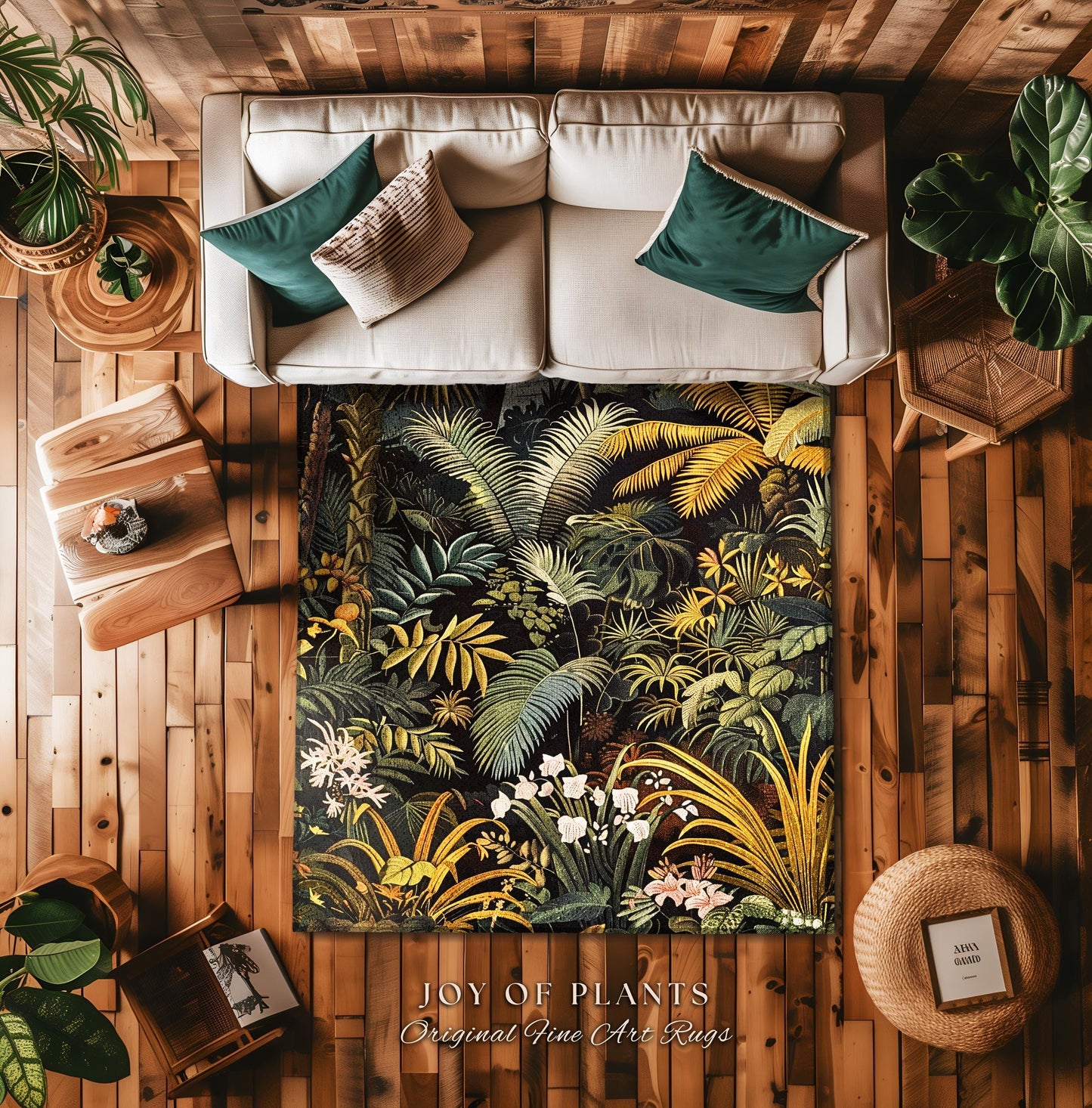 Earthy Colors Tropical Leaves Area Rug | Jungle Theme Bedroom Decor Whimsical Botanical Living Room Forest Floor Abstract House Plant Rug |