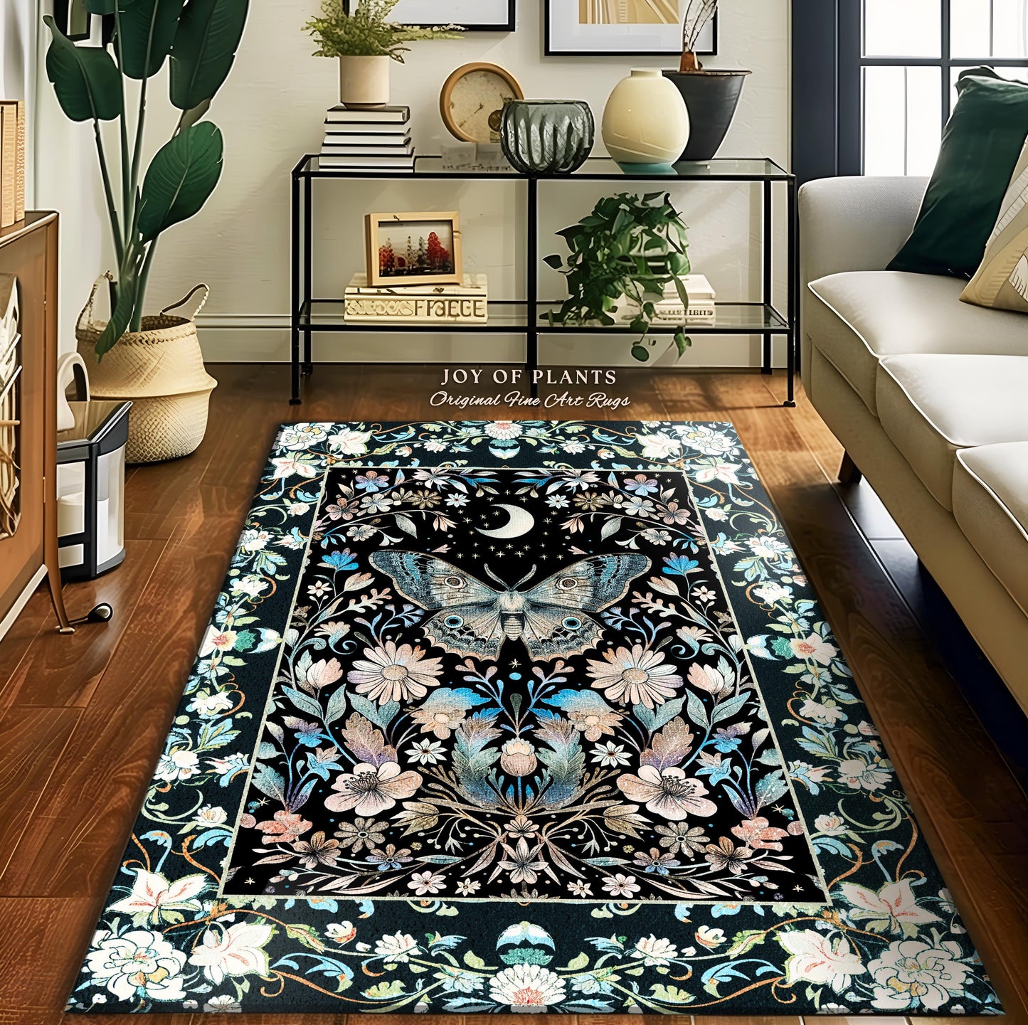 Maximalist Aesthetic Dark Academia Rug | Witchy Eclectic Oddities Accent Rug Woodland Cottagecore Dreamy Forestcore Bedroom Pastel Gothic |