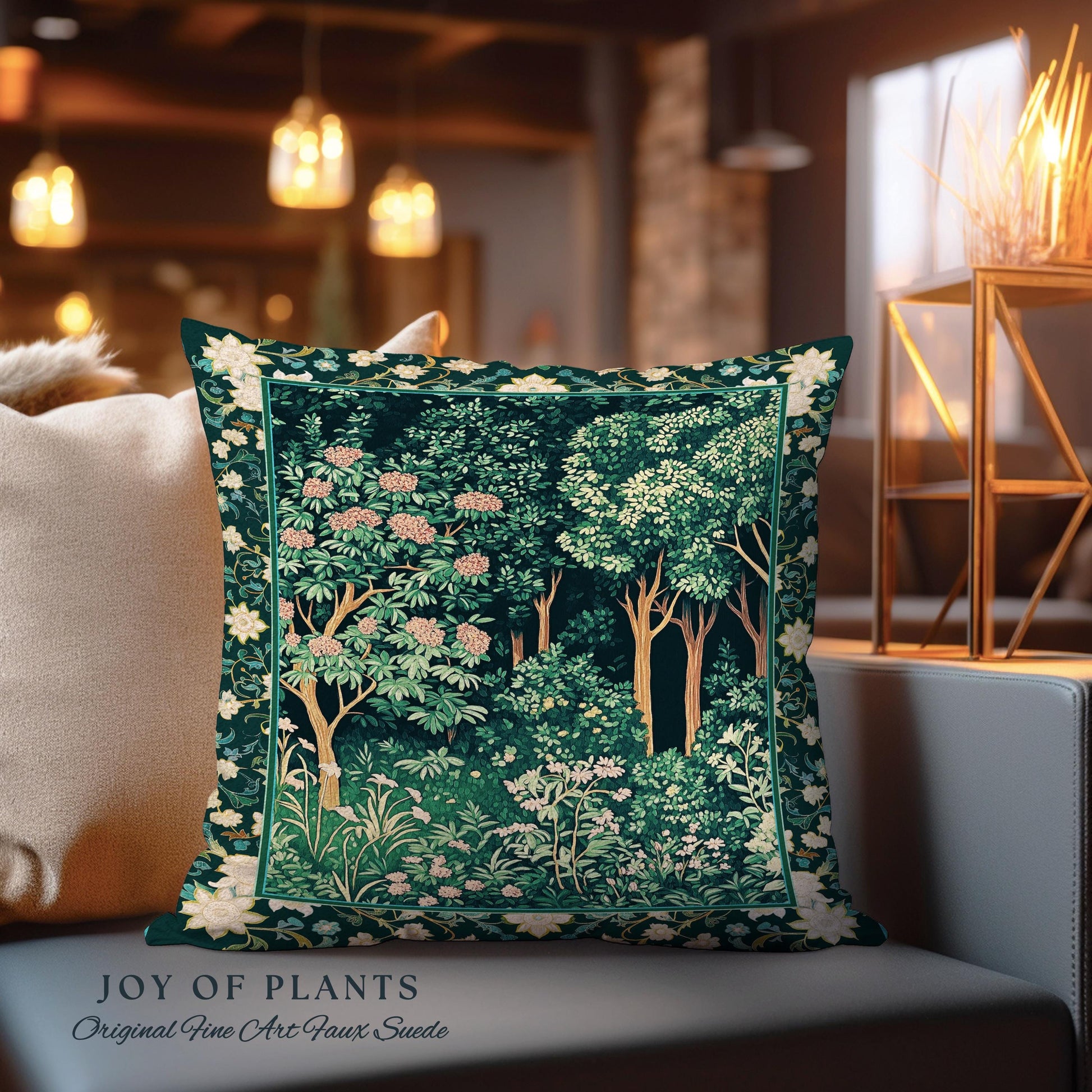 Dark Woodland Whimsical Forest Pillow | Whimsigothic Folklore Inspired Room Decor Ethereal Aesthetic Woven Cushion Accent Fairycore Bedroom