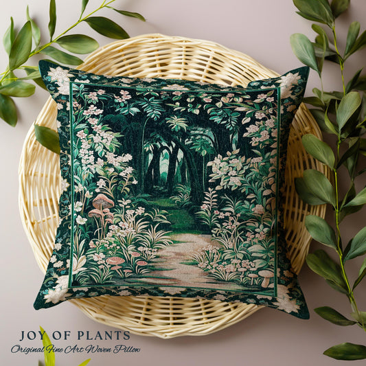 Cottagecore Woodland Nature Pillow | Whimsigoth Folklore Room Decor Ethereal Aesthetic Cushion Nature Inspired Magic Fairy Inspired Bedroom