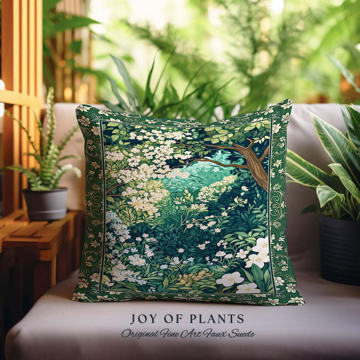 Botanical Aesthetic Forest Tapestry Throw Pillow Dark Cottagecore Folklore Inspired Decor | Ethereal Aesthetic Fairycore Mystical Woodland