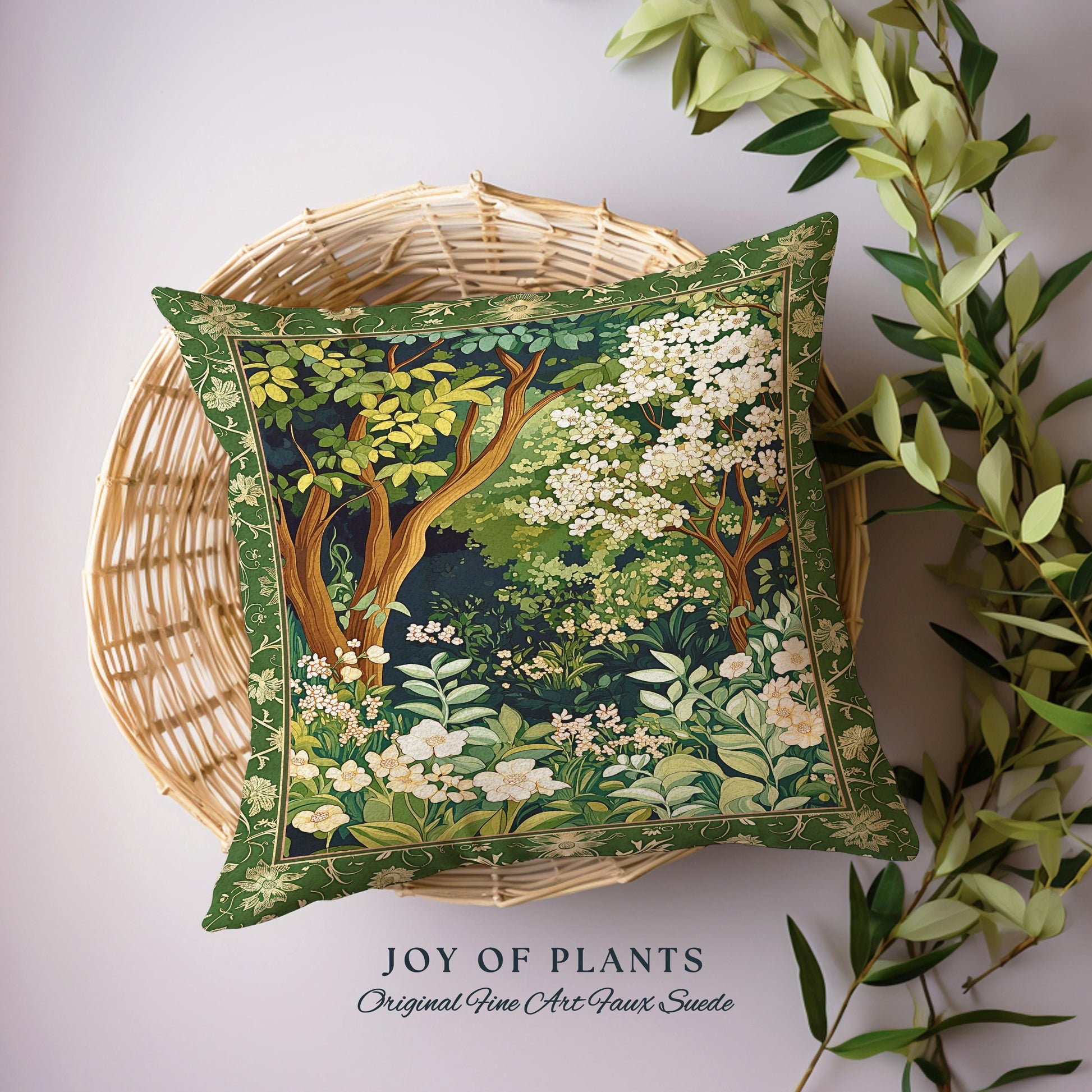 Wildflower Meadow Botanical Tapestry Pillow Fairy Inspired Bedroom Cottagecore Folklore Decor Ethereal Aesthetic Bohemian Fairycore Cushion