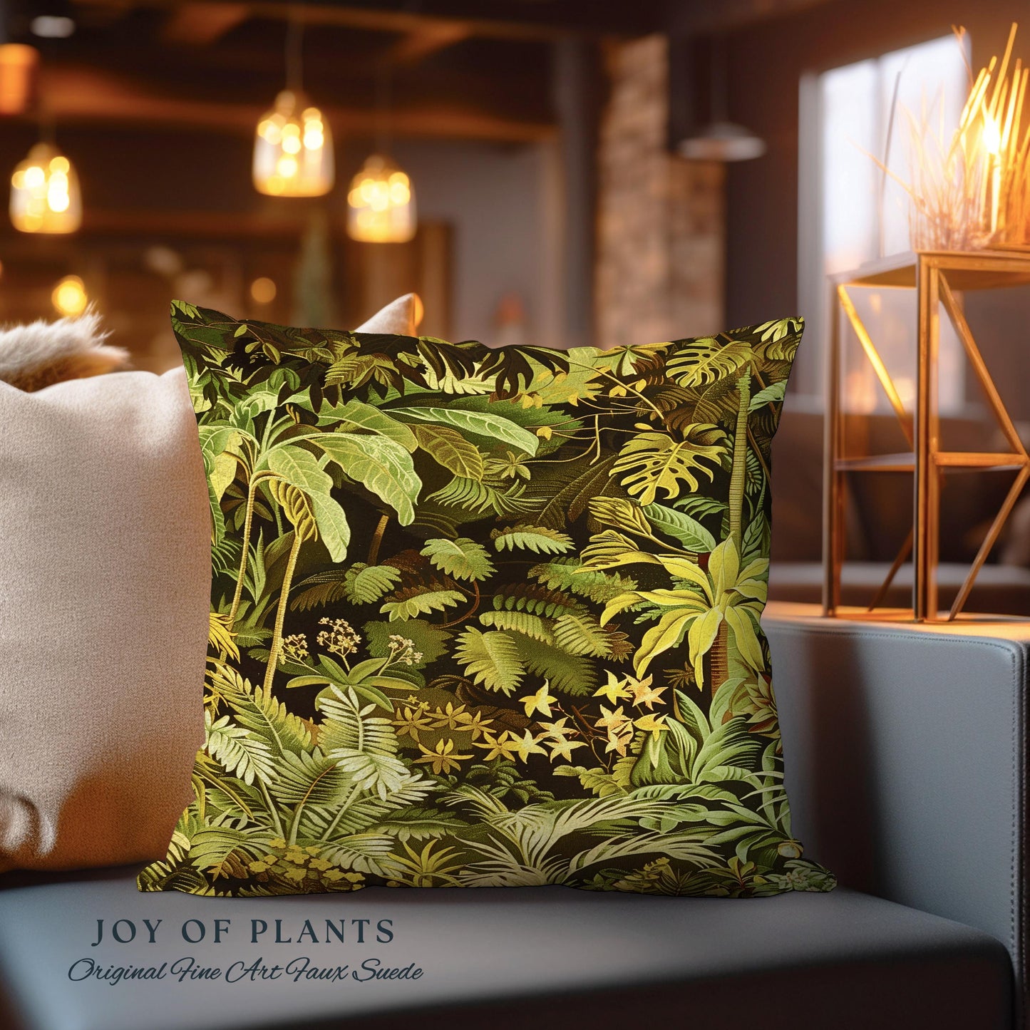 Moody Botanical Jungle Leaves Pillow | Eclectic Green Maximalist Bedroom Decor Whimsigoth Vintage Botanical Nature Living Room Forest Theme