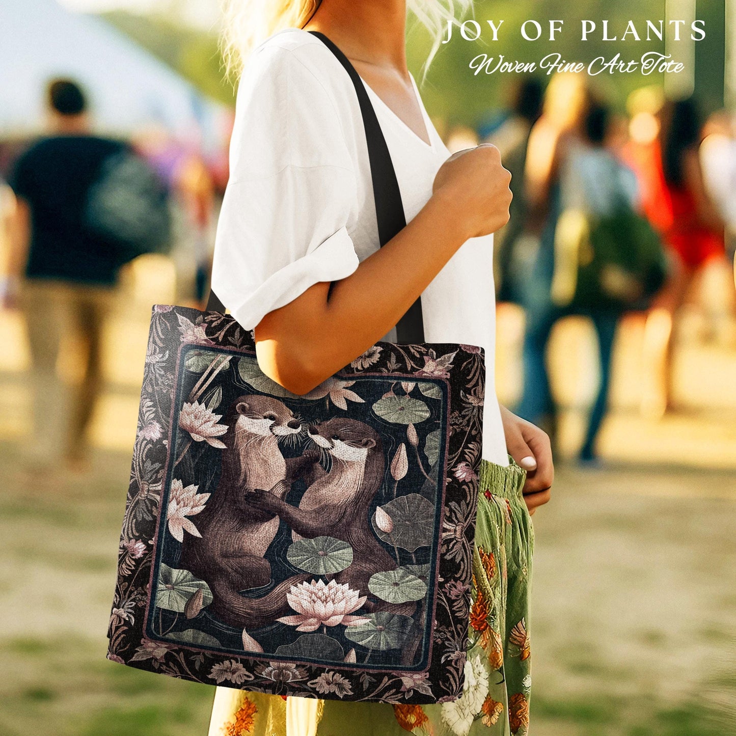 Playful Otter Tote Bag Cute | Whimsical Boho Scandinavian Oceancore Whimsy Woodland Otter Aesthetic Tapestry Tote Woven Accessory Ethereal |