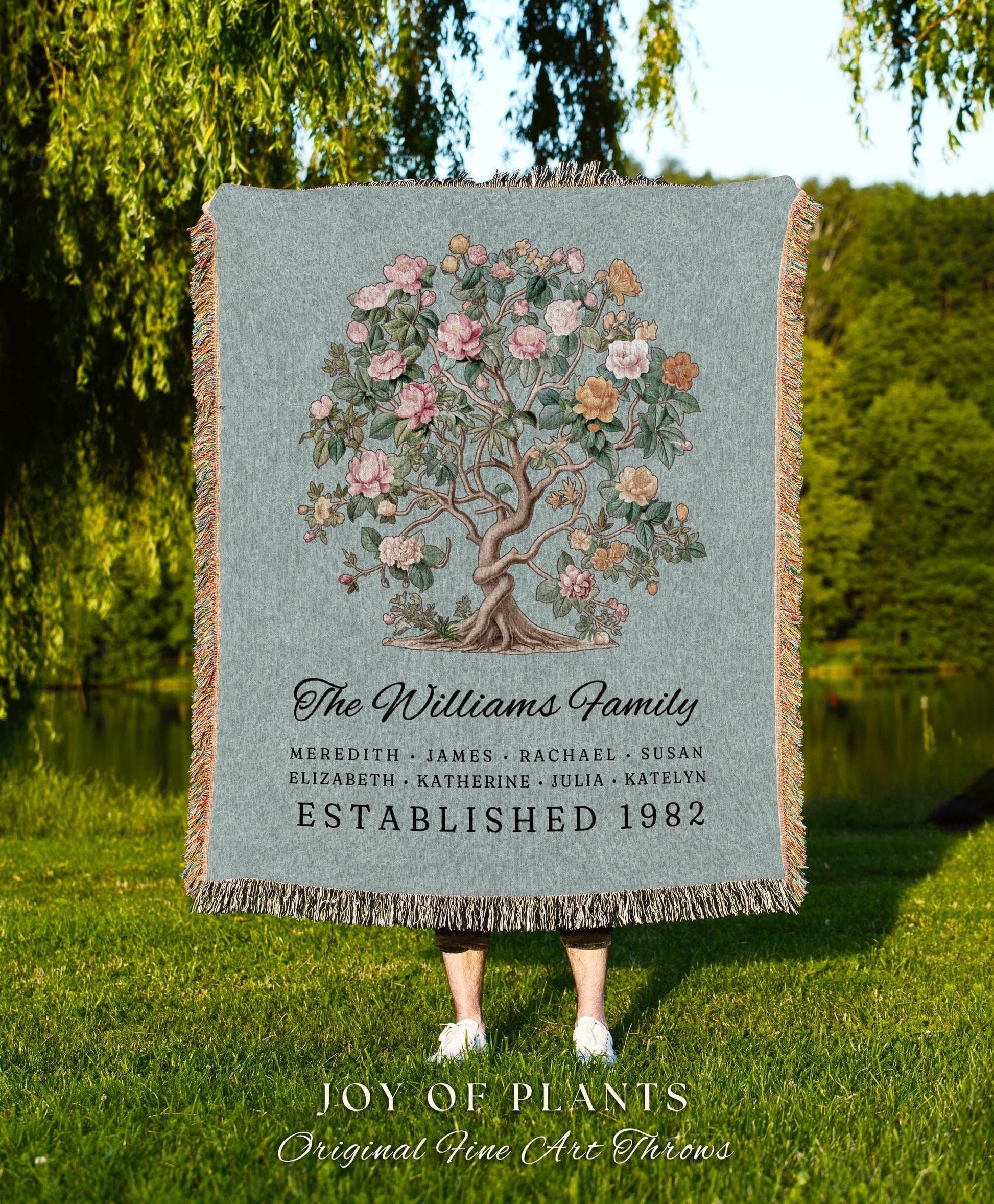 Housewarming Woven Tapestry Custom Family | Woven Throw Blanket Meaningful Personalized Mother's Day for Grandparents from Grandchildren |