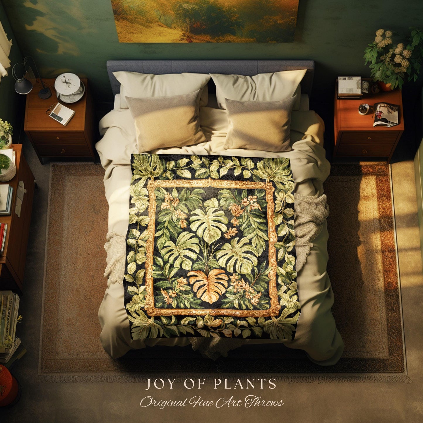 Forestcore Tropigoth Woven Blanket | Jungle Whimsy Dark Academia Bedroom Cottagecore Houseplant Lover Maximalist Tapestry Throw Botanical |