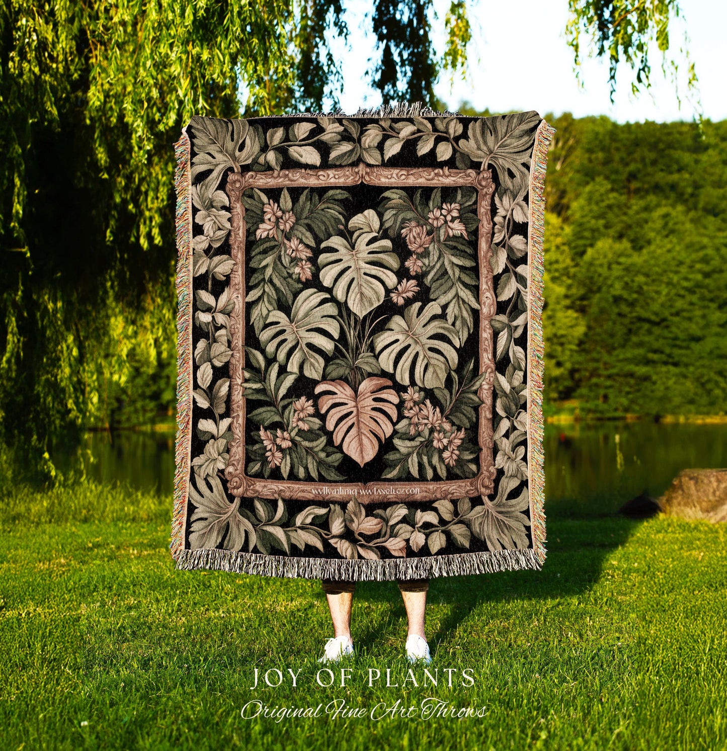 Forestcore Tropigoth Woven Blanket | Jungle Whimsy Dark Academia Bedroom Cottagecore Houseplant Lover Maximalist Tapestry Throw Botanical |