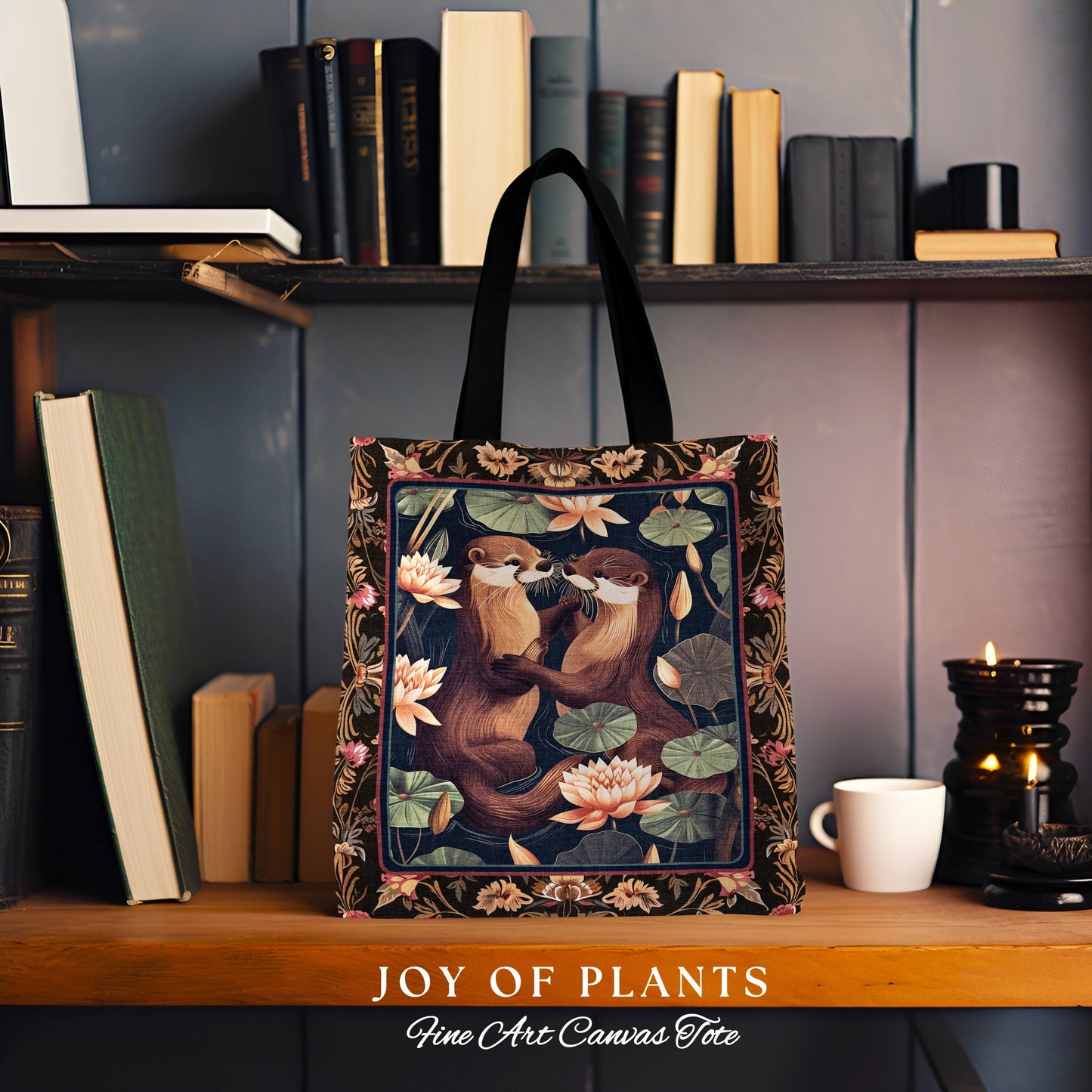 Playful Otter Tote Bag Cute | Whimsical Boho Scandinavian Oceancore Whimsy Woodland Otter Aesthetic Tapestry Tote Woven Accessory Ethereal |