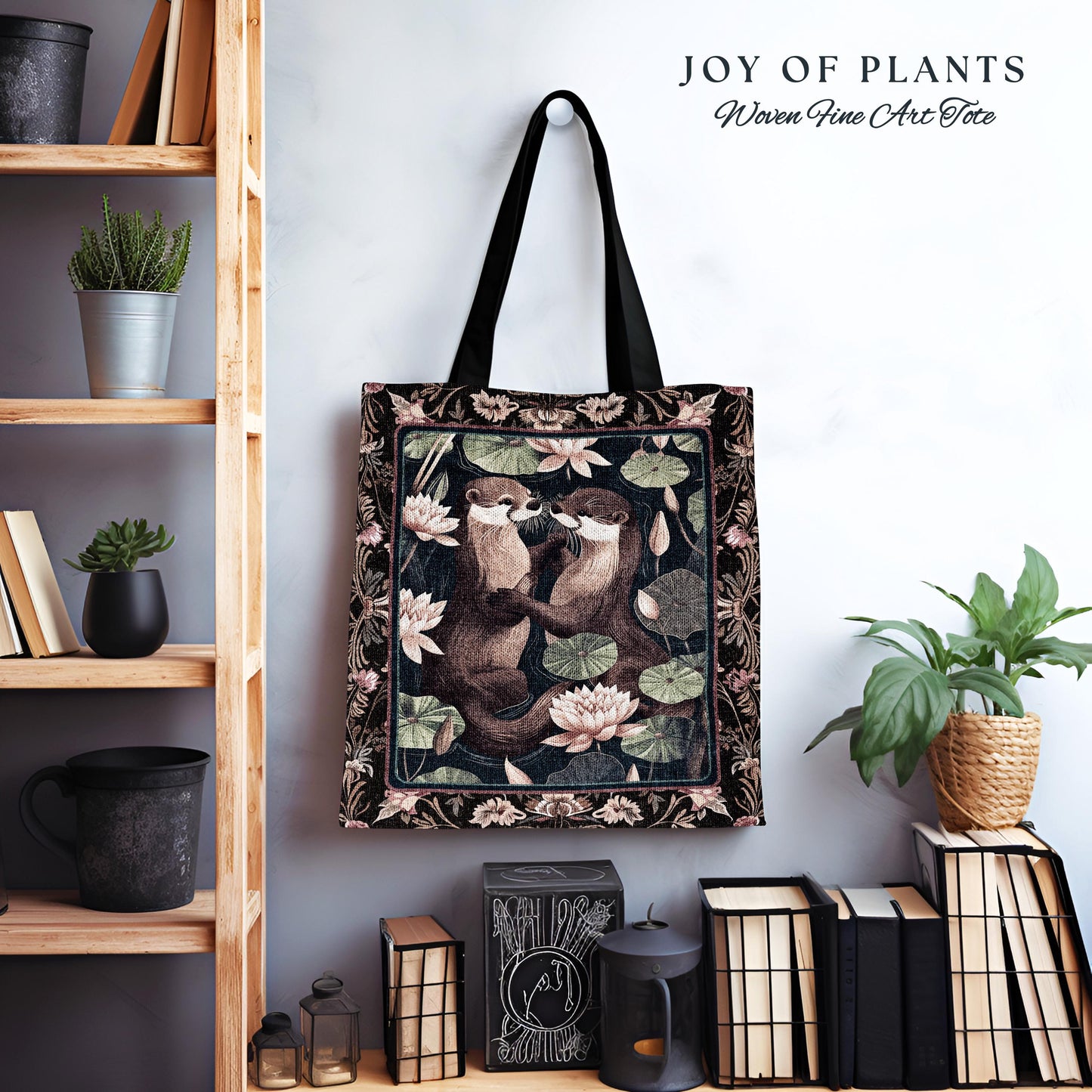 Playful Otter Tote Bag Cute | Whimsical Boho Scandinavian Oceancore Whimsy Woodland Otter Aesthetic Tapestry Tote Woven Accessory Ethereal |
