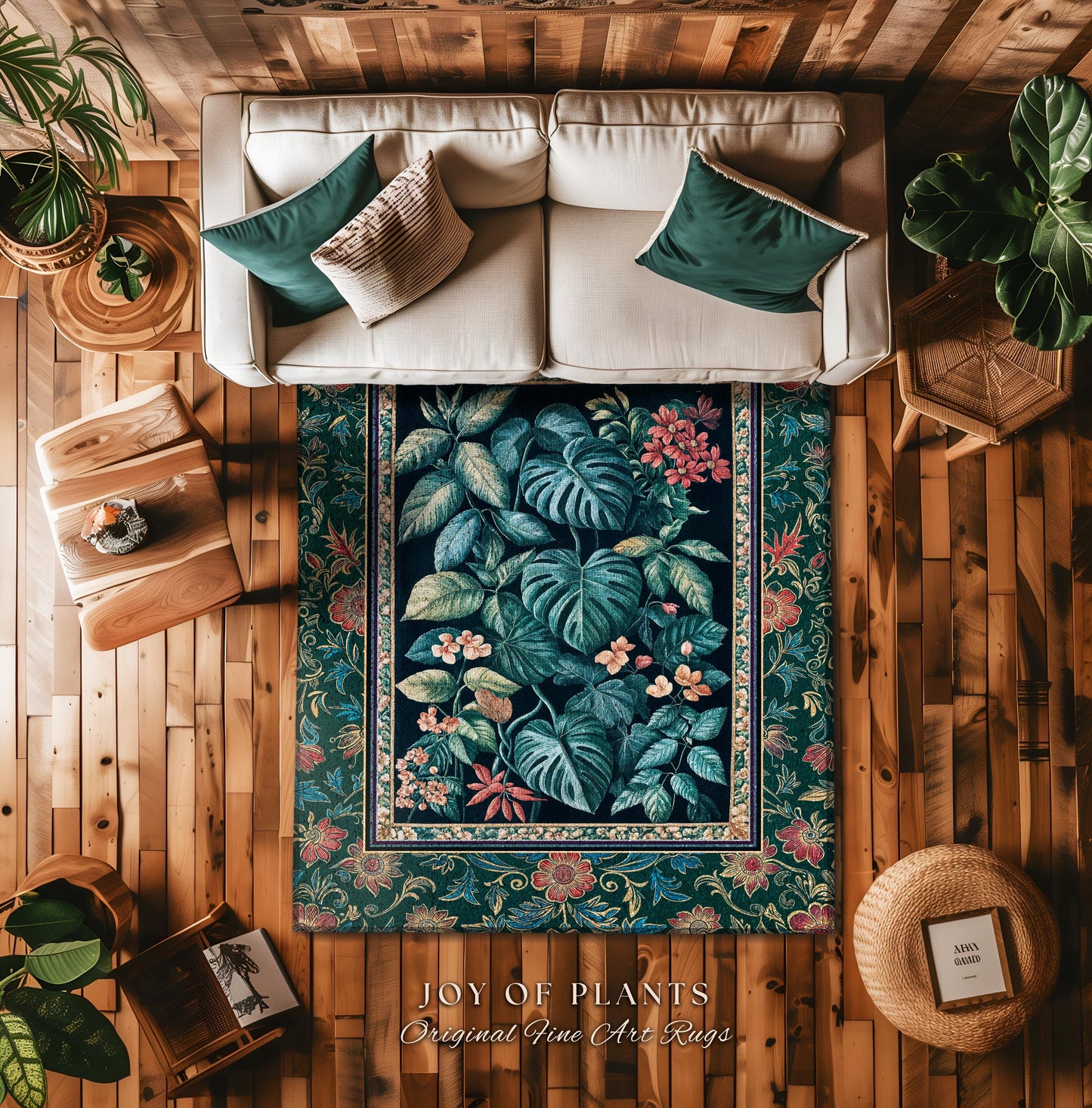 Retro Tropical Bedroom Area Rug | Jungle Nursery Vintage Botanical Accent Rug Woodland Enchantment Tropical Statement Rug Vintage Maximalist