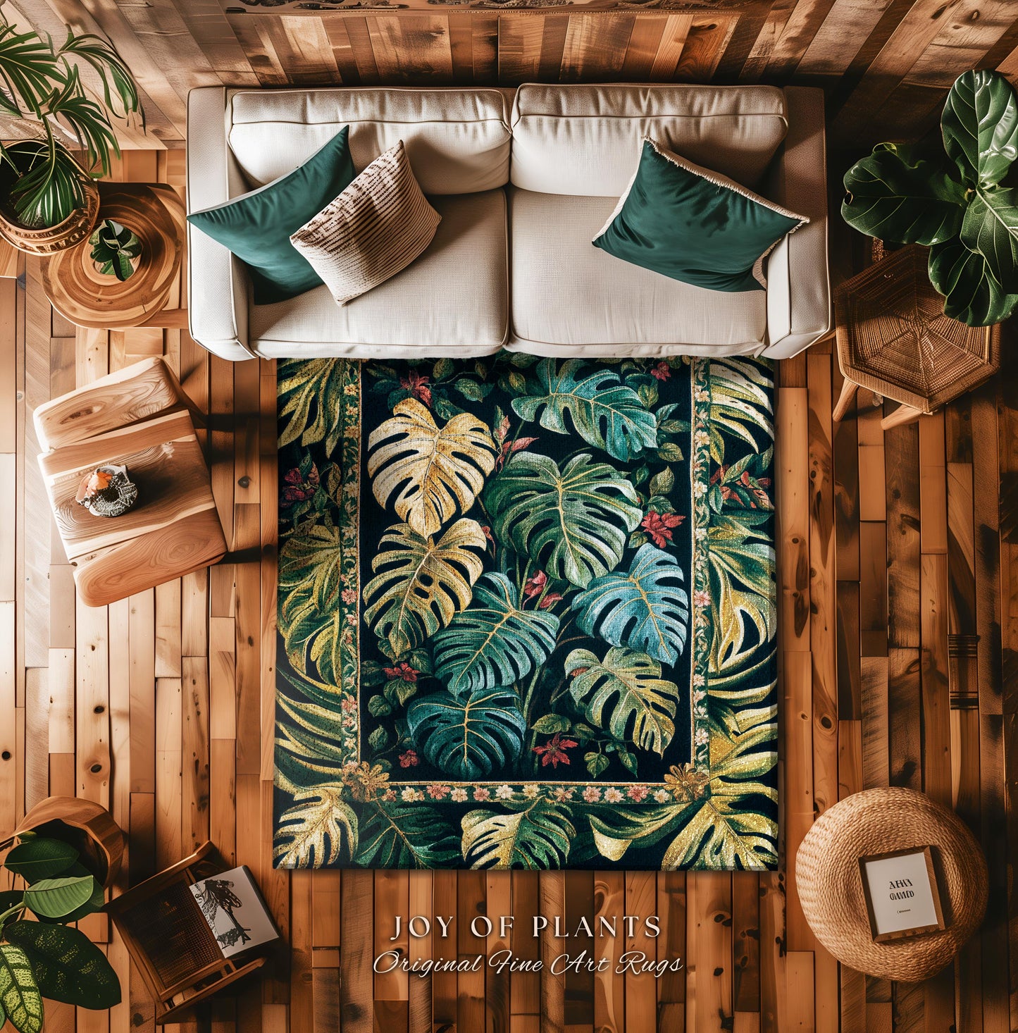 Jungle Inspired Monstera Rug | Maximalist Jungle Bedroom Vintage Tropical Houseplant Lover Accent Rug Woodland Statement Rug Plant Themed |