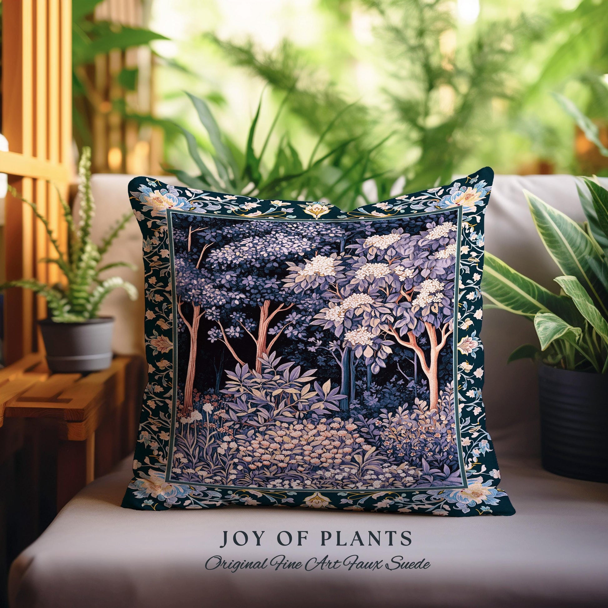 Fairycore Aesthetic Botanical Tapestry Pillow Dark Academia Lavender Purple Nature Inspired Ethereal Woodland Wildflowers Enchanted Cushion