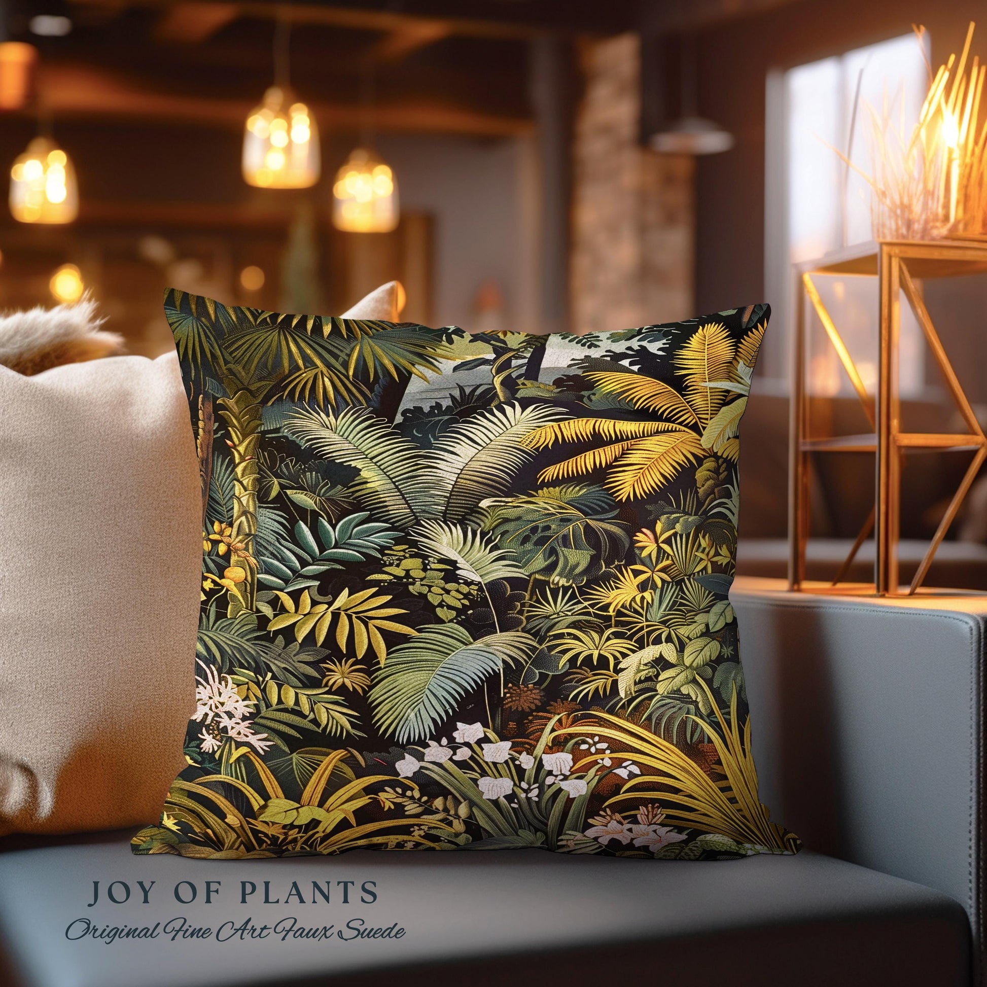 Earthy Colors Tropical Leaves Throw Pillow | Jungle Theme Bedroom Decor Whimsical Botanical Living Room Forest Abstract House Plant Cushion