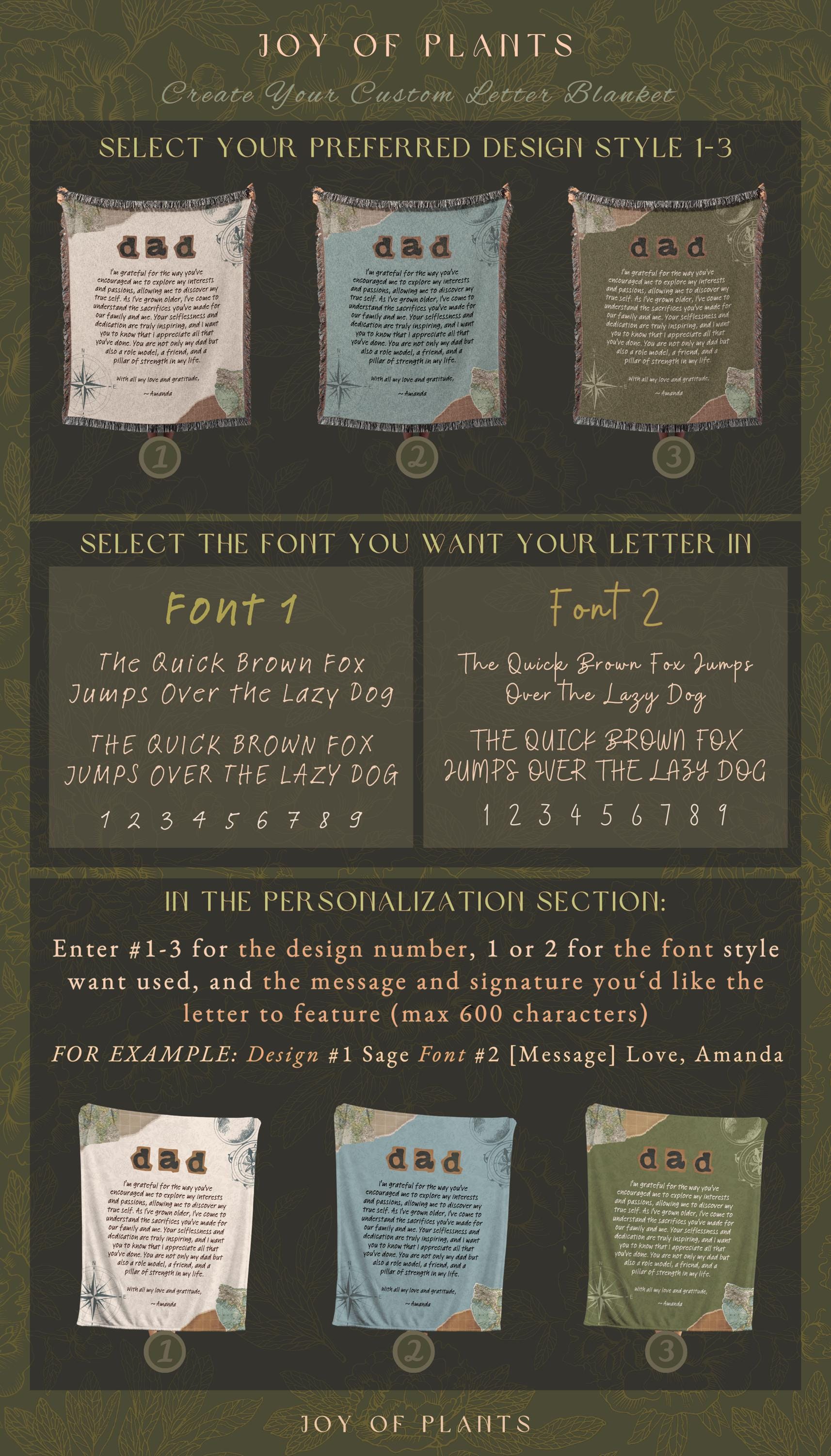 Meaningful Dad Blanket Custom Letter | Father's Day Personalized Handwriting Woven Throw Thoughtful Dad Custom Sentimental Gift for Grandpa