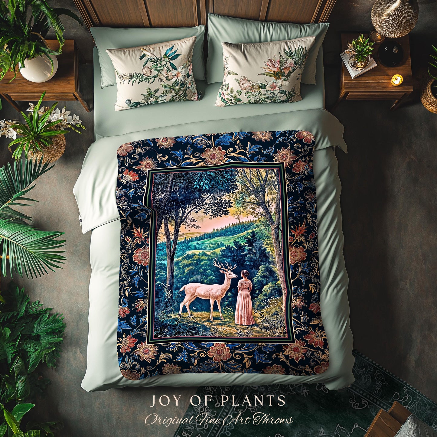 Romantic Landscape Storybook Tapestry | Fantasy Aesthetic Woven Wall Art Vintage Princess Blanket Whimsical Coquette Maximalist Renaissance
