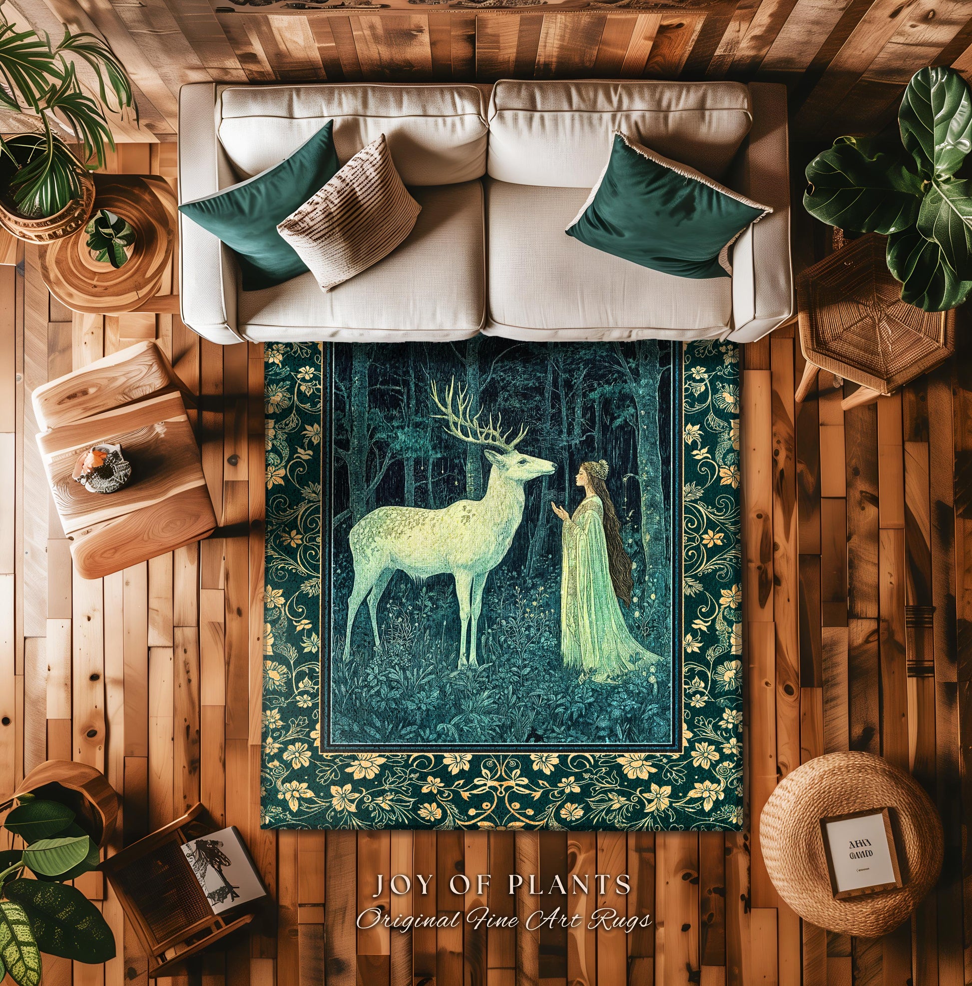 Medieval Princess Woodland Magic Rug | Ancient Spirits Ethereal Forest Area Rug Mystic Woods Folklore Home Accent Elegant Cottagecore Decor