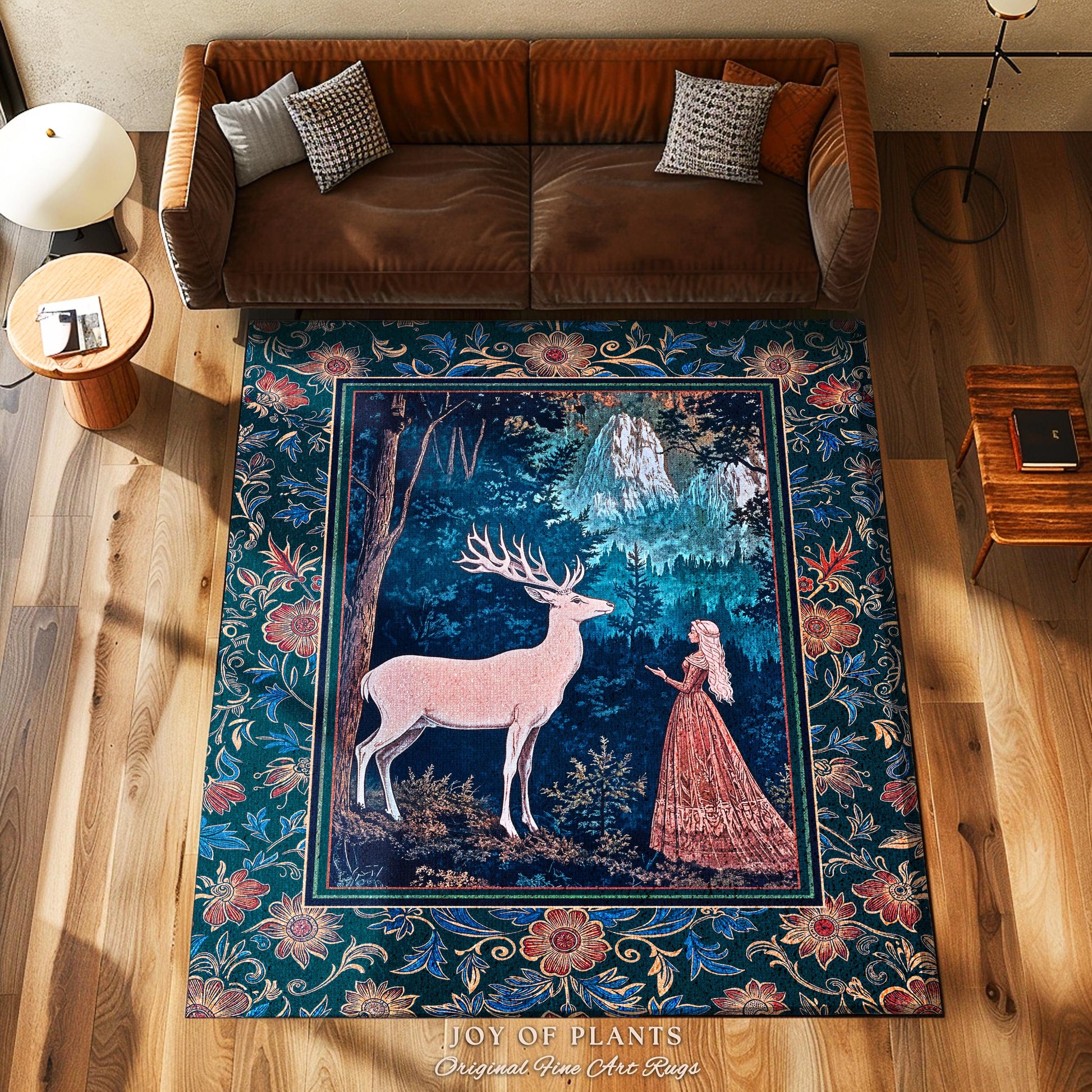 Ancient Forest Spirits Woodland Rug | Maximalist Victorian Gothic Home Accent Rug Whimsical Nature Rich Color Ornate Boho Botanical Princess
