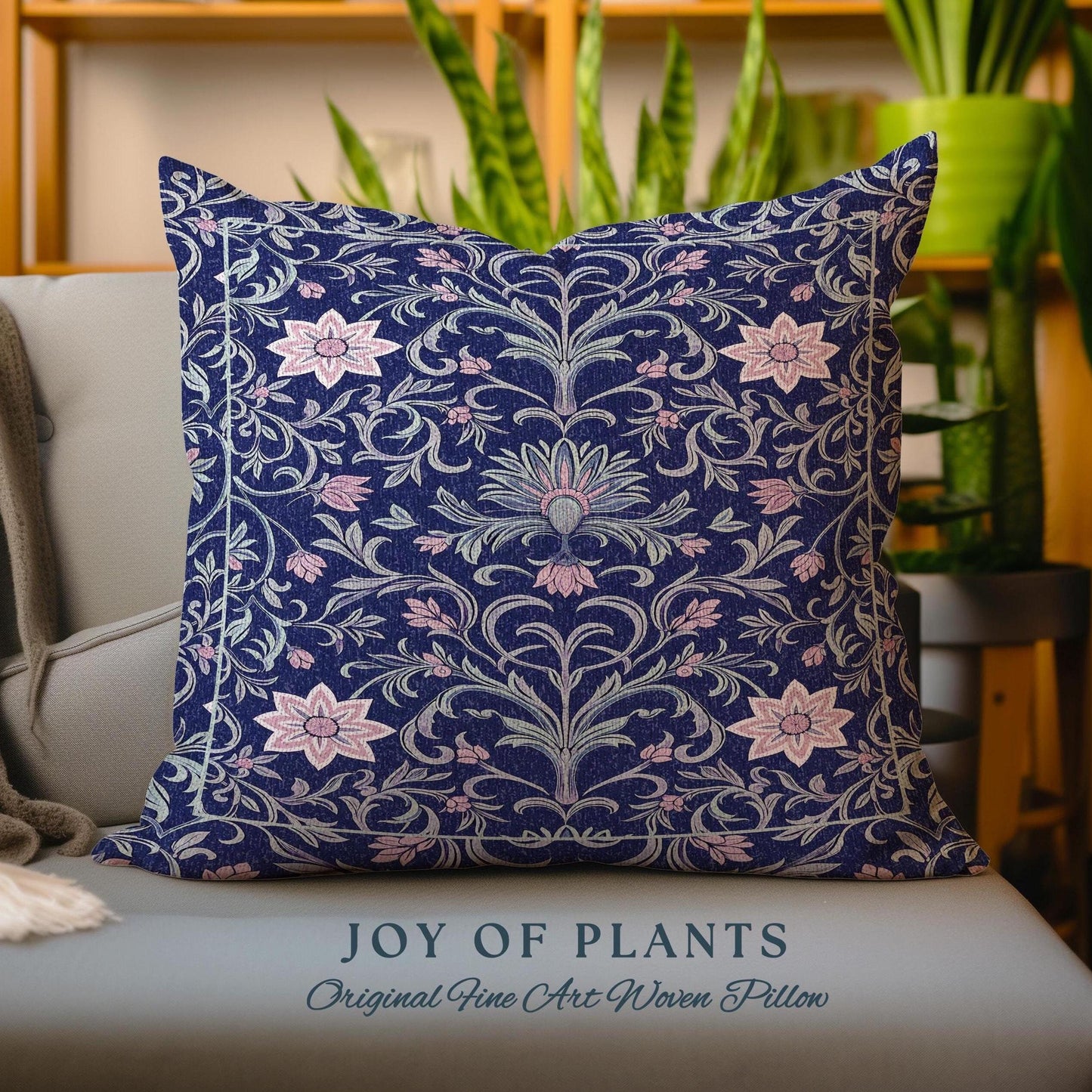 Art Deco Aesthetic Floral Accent Pillow | Whimsical Maximalist Ornate Dark Renaissance Style Art Deco Aesthetic Lavender Purple Botanical