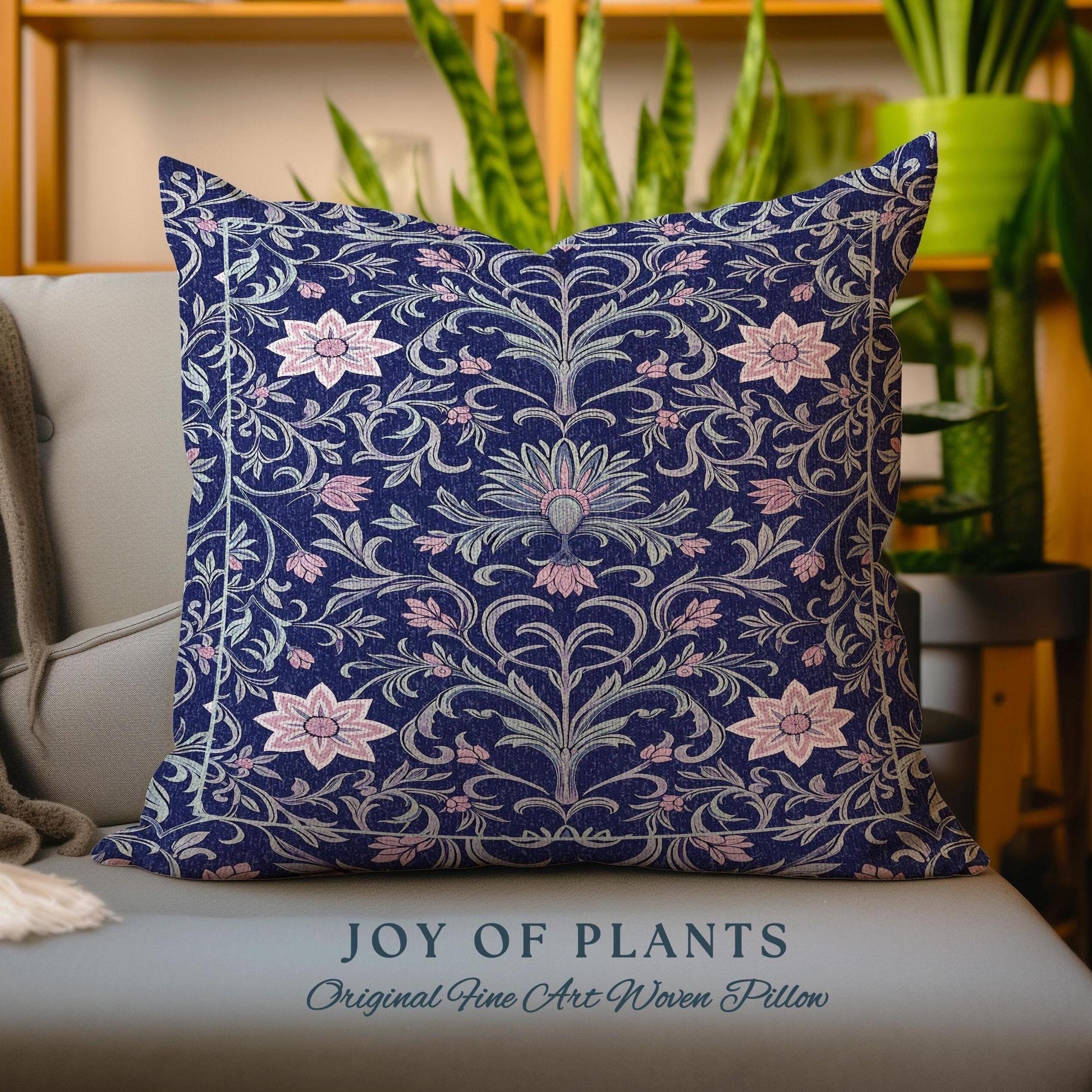 Art Deco Aesthetic Floral Accent Pillow | Whimsical Maximalist Ornate Dark Renaissance Style Art Deco Aesthetic Lavender Purple Botanical