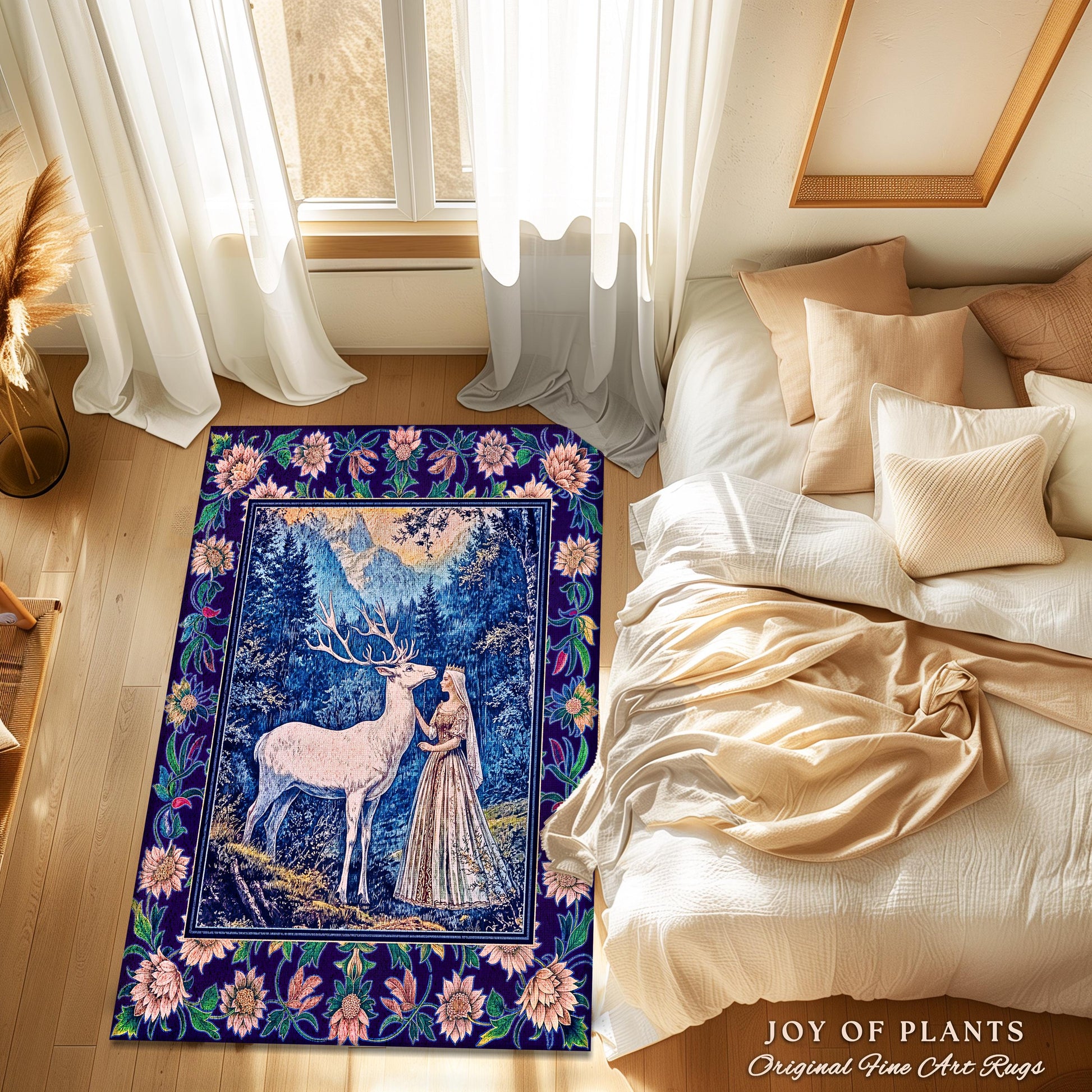 Woodland Renaissance Rustic Rug | Royal Elegance Accent Rug Storybook Fantasy Aesthetic Vintage Princesscore Ethereal Forest Deer Medieval |