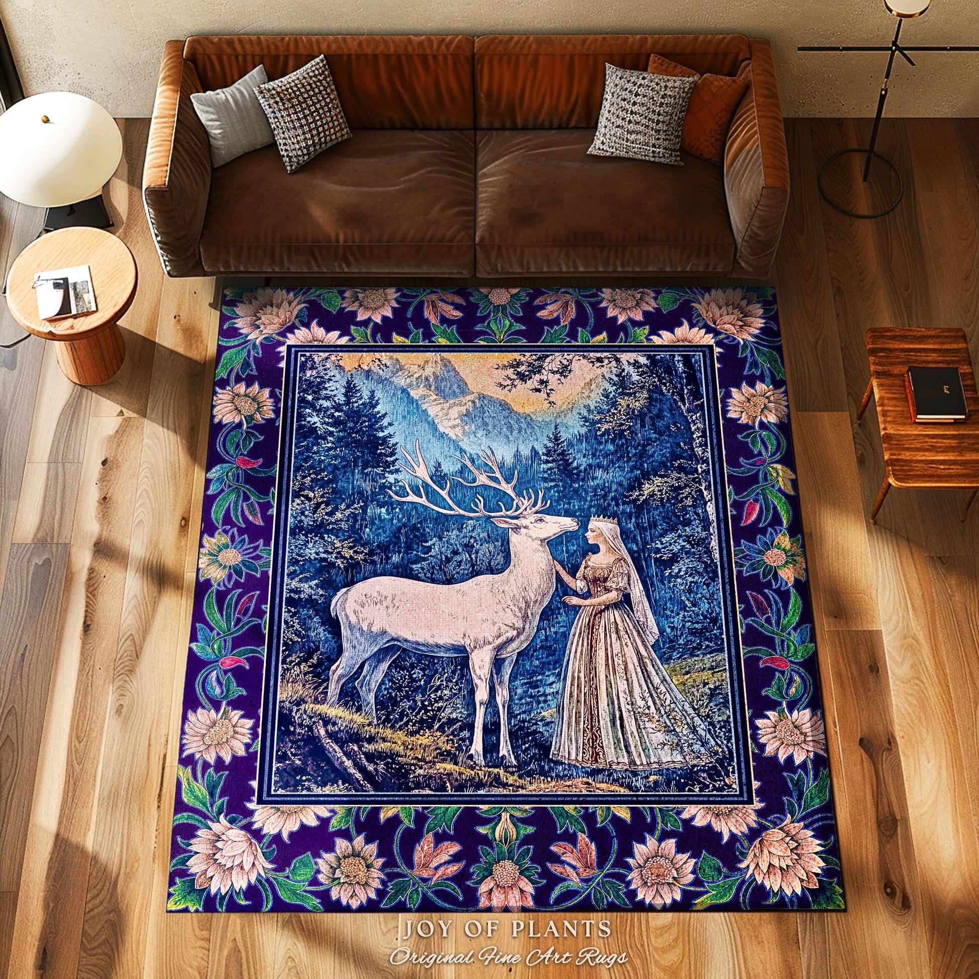 Woodland Renaissance Rustic Rug | Royal Elegance Accent Rug Storybook Fantasy Aesthetic Vintage Princesscore Ethereal Forest Deer Medieval |