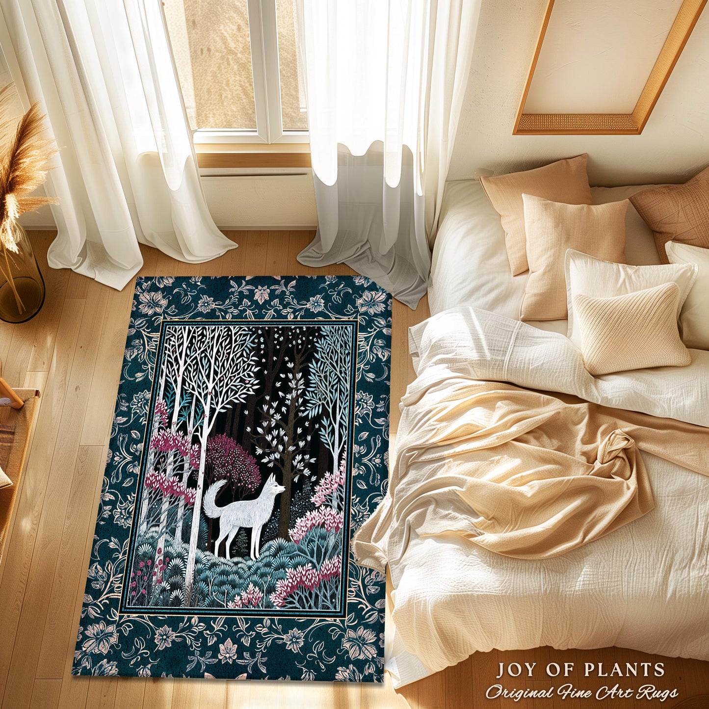 Storybook Folklore Boho Woven Wall Tapestry | Pastel Aesthetic Playful Nursery Wall Art Whimsical Botanical Nursery Scandinavian Folklore |