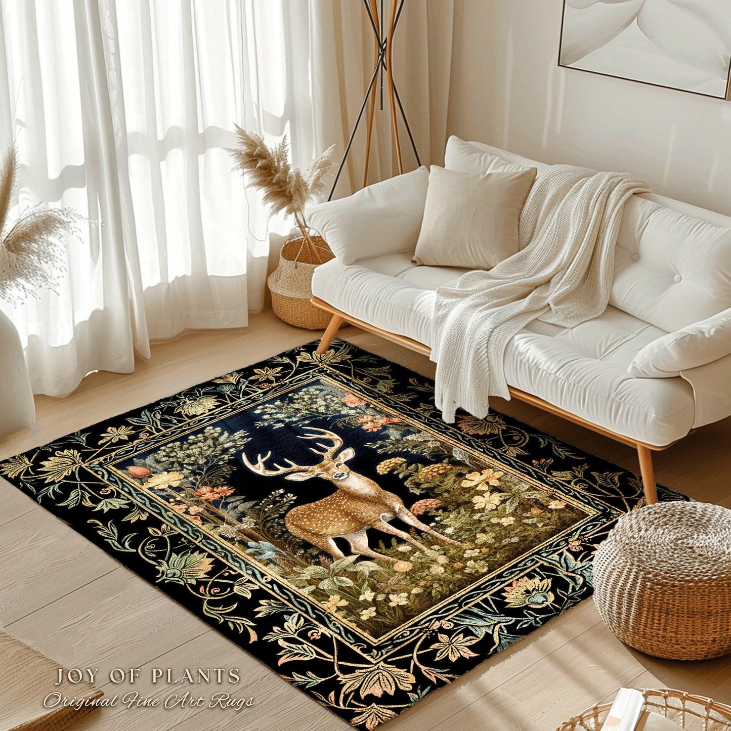 Mystic Nature Area Rug | Ethereal Bedroom Decor William Morris Inspired Cottagecore Room Light Academia Style Rug Mystical Home Accent