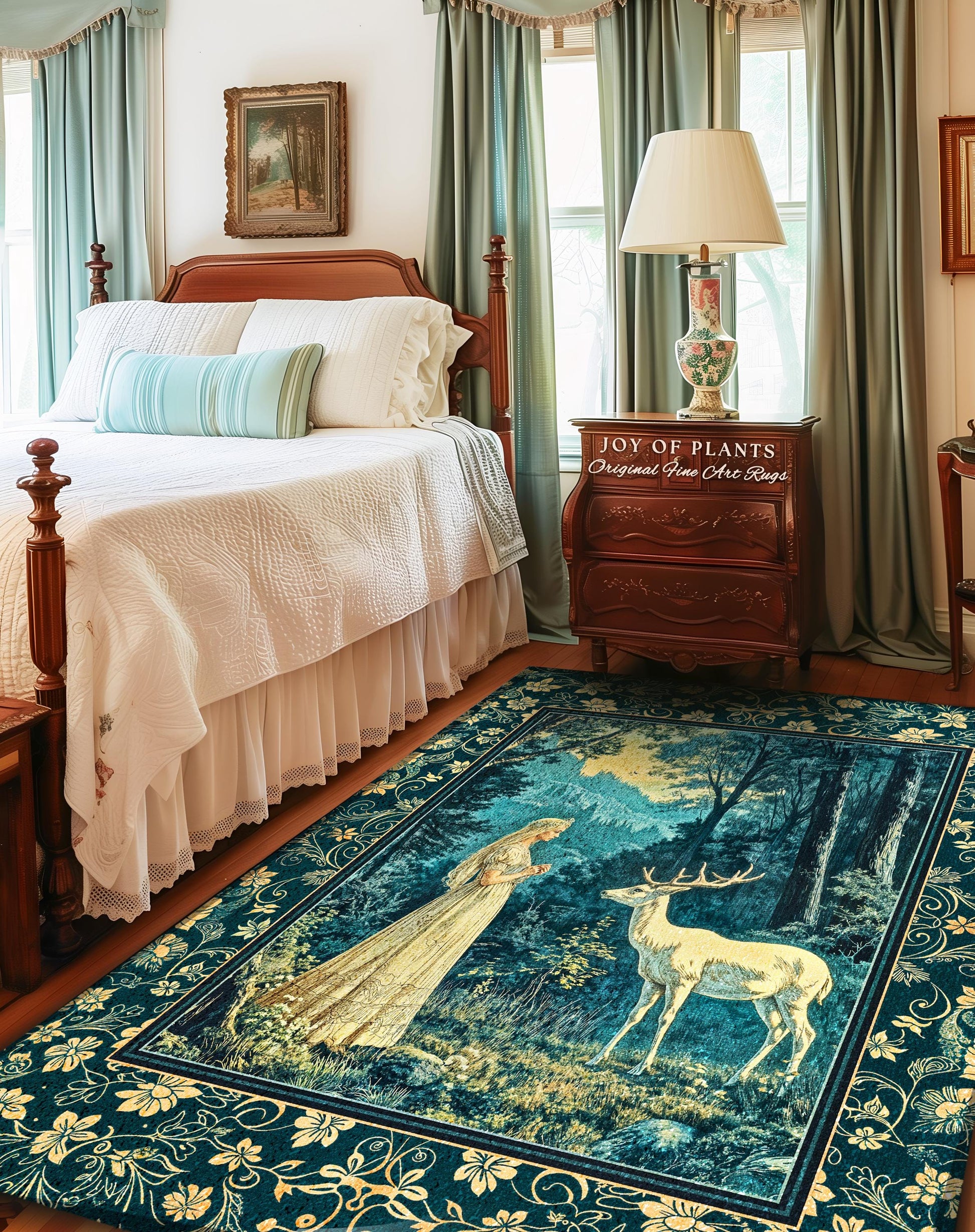 Mountain Goddess Ethereal Area Rug | Woodland Folklore Nature Inspired Elegant Nature Accent Rug Fantasy Cottagecore Medieval Style Home |