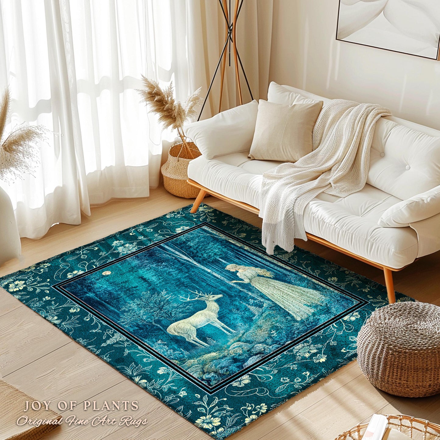Moonlit Fairytale Mystic Accent Rug | Misty Moonlit Landscape Whimsical Area Rug Storybook Theme Maximalist Bedroom Coquette Whimsical Art |