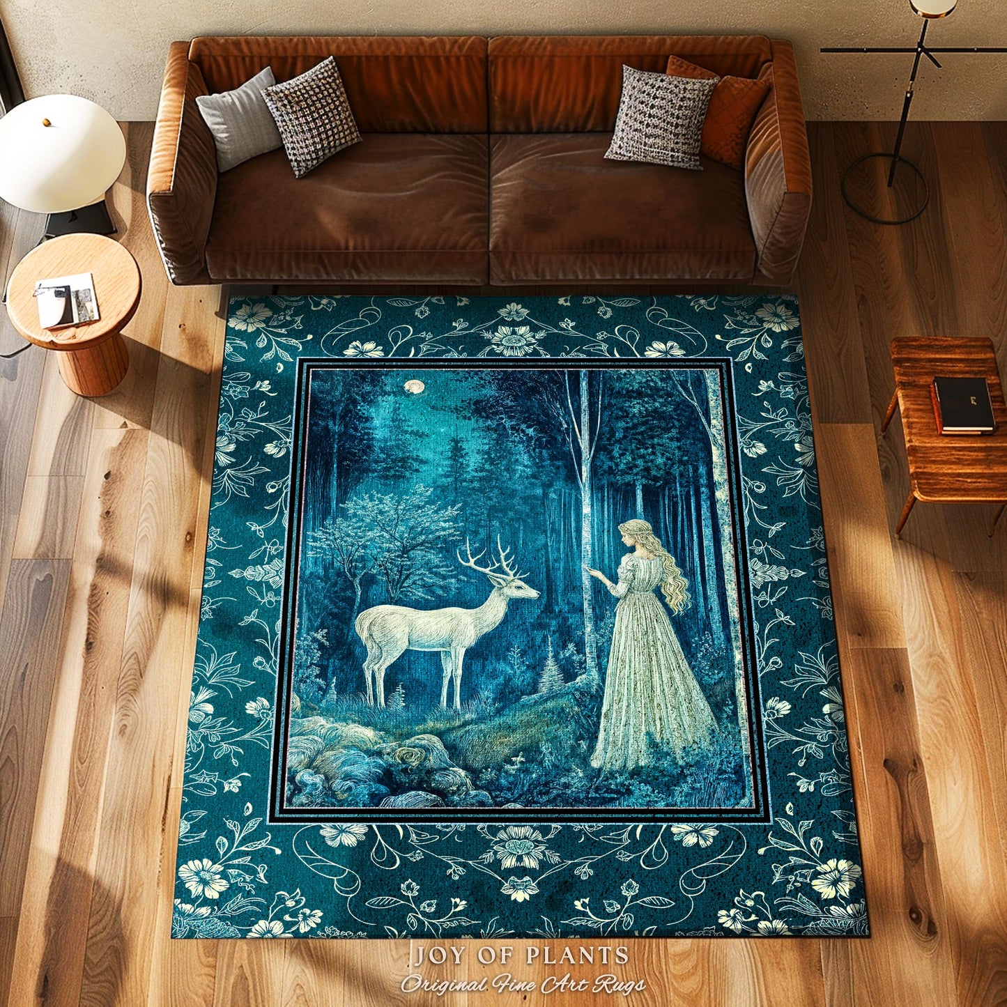 Moonlit Fairytale Mystic Accent Rug | Misty Moonlit Landscape Whimsical Area Rug Storybook Theme Maximalist Bedroom Coquette Whimsical Art |