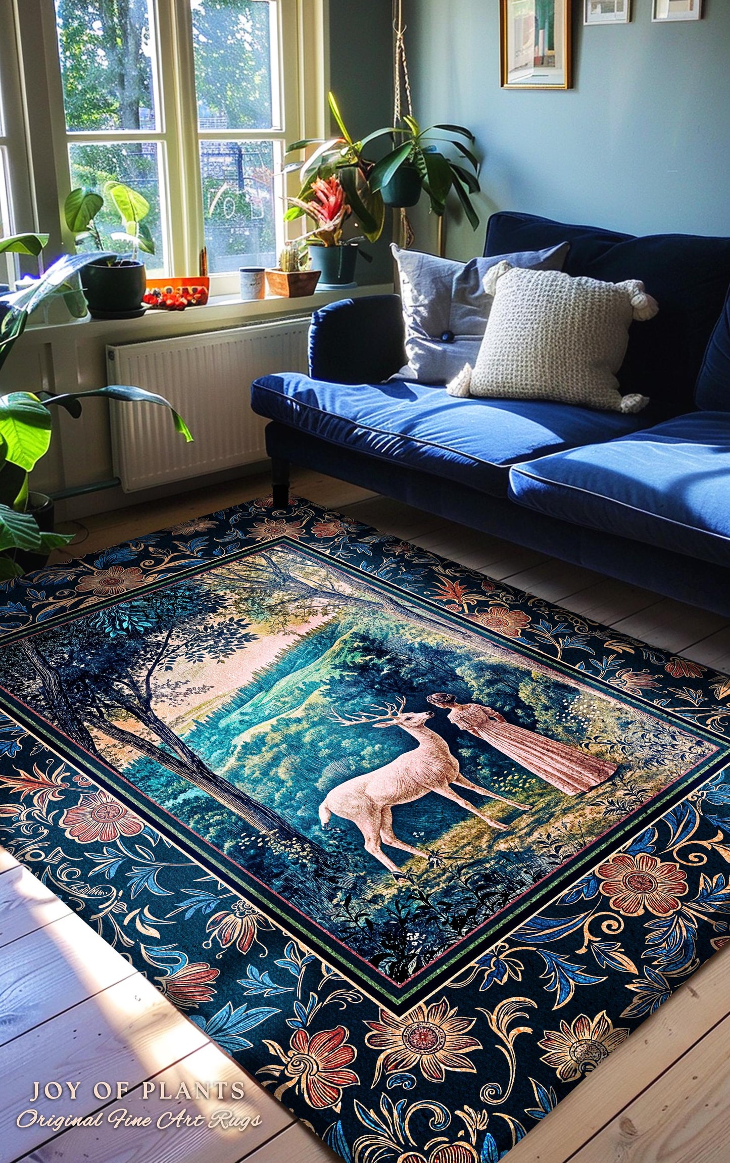 Romantic Landscape Storybook Rug | Fantasy Aesthetic Mystic Area Rug Vintage Princess Bedroom Whimsical Coquette Maximalist Renaissance Art