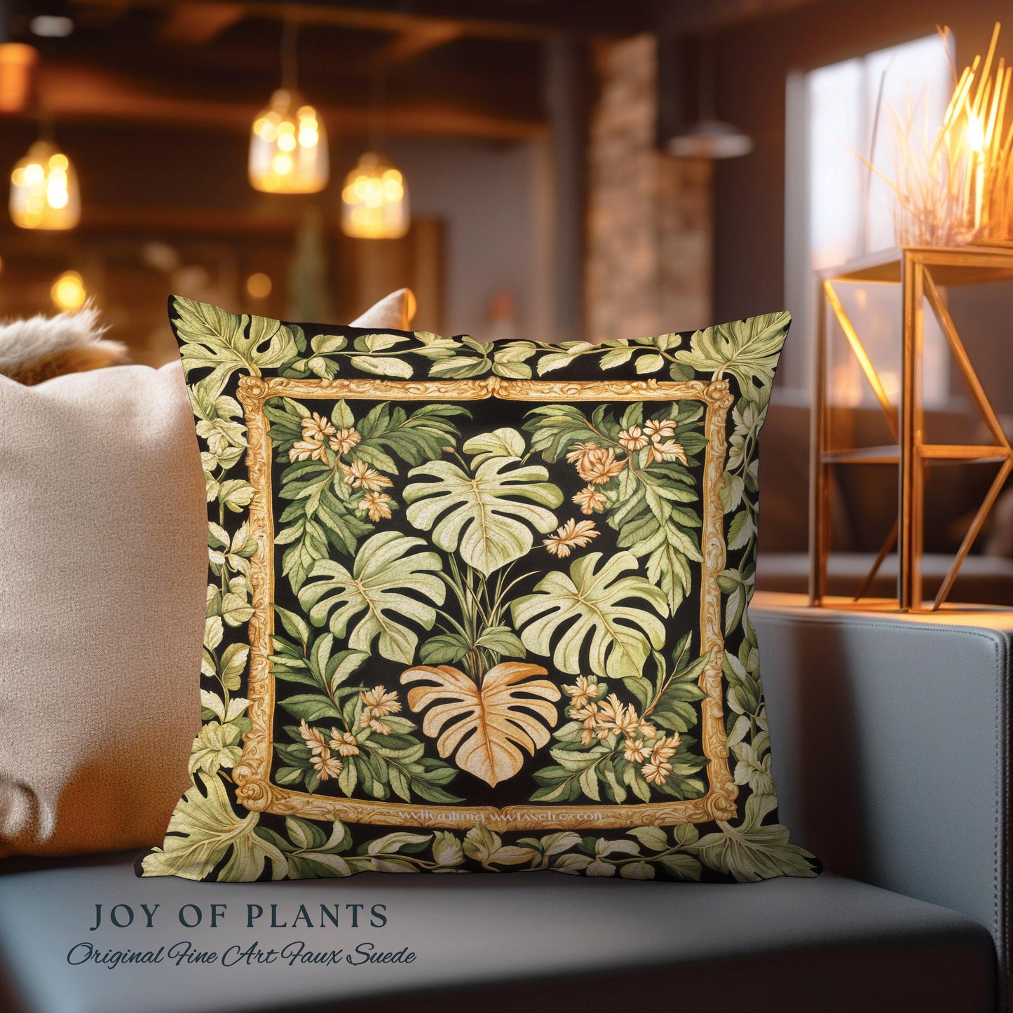 Forestcore Tropigoth Woven Pillow | Jungle Whimsy Dark Academia Bedroom Cottagecore Houseplant Lover Maximalist Tapestry Cushion Botanical |