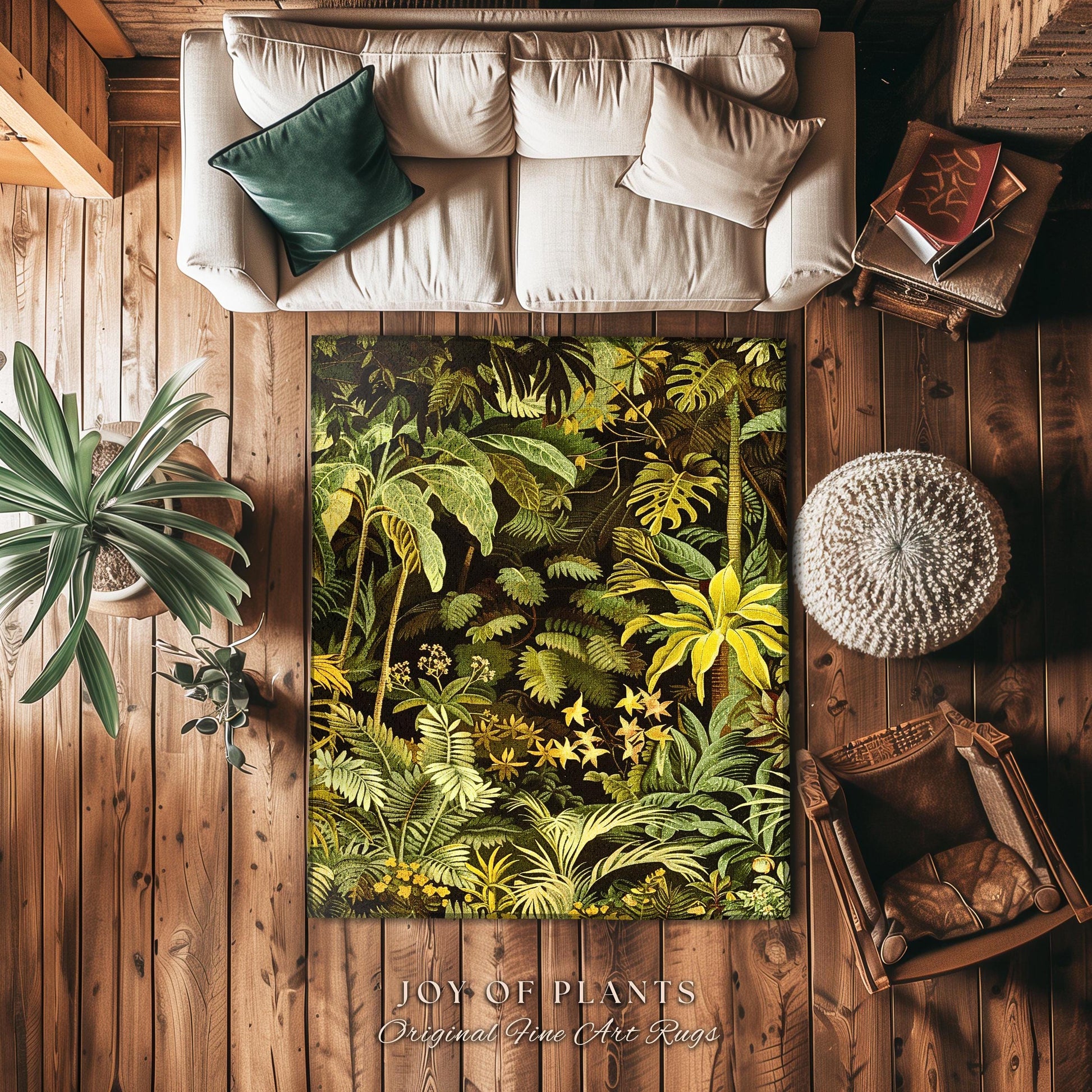 Moody Botanical Jungle Leaves Rug | Eclectic Green Maximalist Bedroom Decor Whimsigoth Vintage Botanical Nature Living Room Forest Theme |