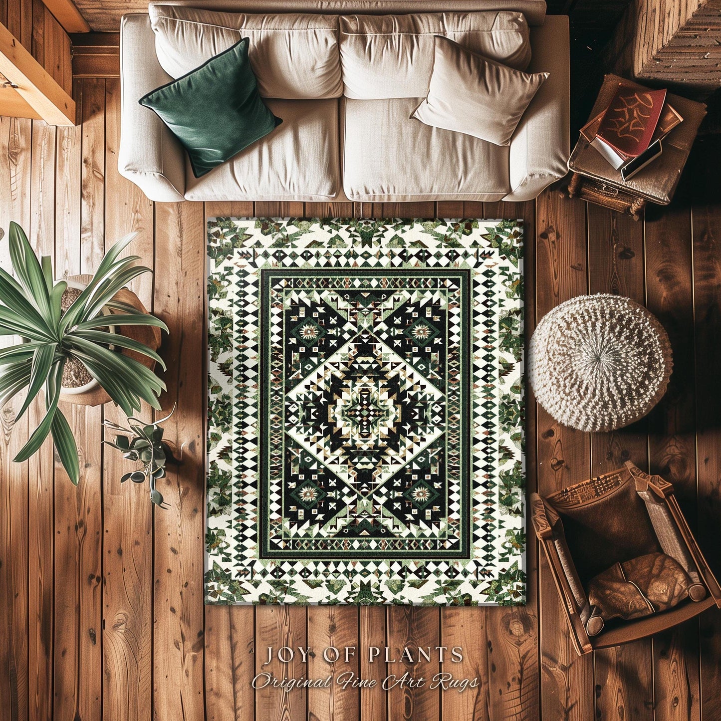 Rustic Olive Green Green Geometric Rug | Midcentury Aesthetic Room Decor Ornate Victorian Floor Rug Scandinavian Bedroom Accent Rug Nordic