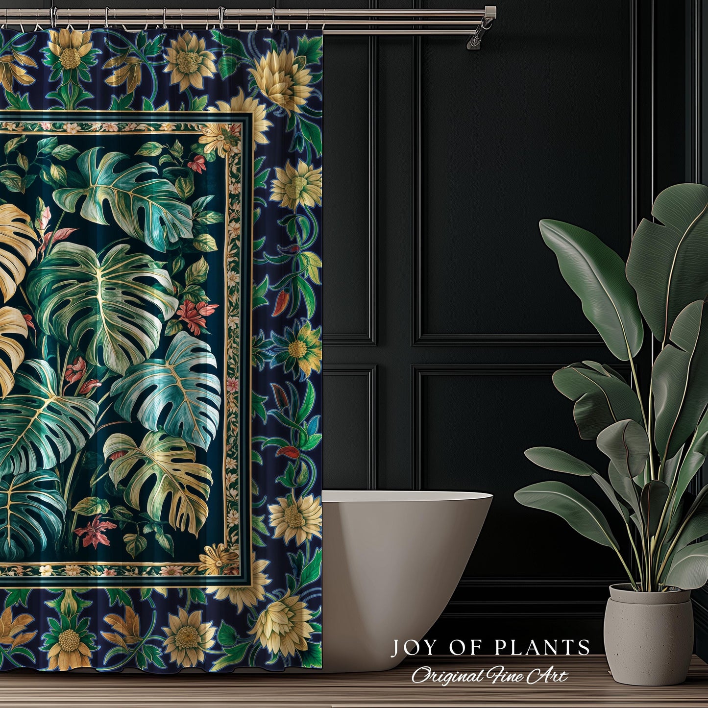 Elegant Jungle Leaves Shower Curtain | Dreamy Cottagecore Maximalist Decor for Houseplant Lover Cute Forestcore Woodland Jungle Bathroom |