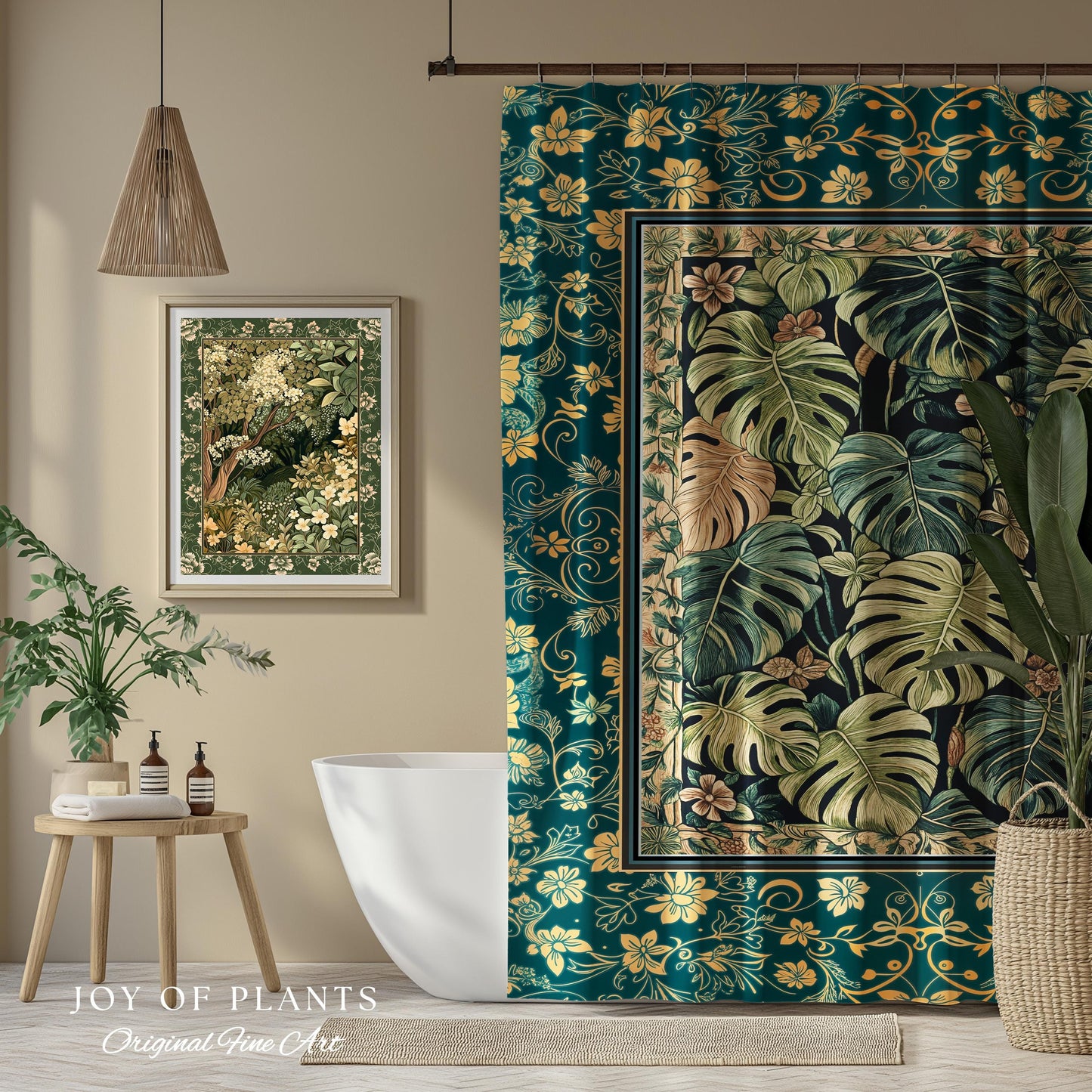 Cozy Plant Bathroom Shower Curtain | Jungle Vibes Dark Academia Houseplant Lover Housewarming Gift Whimsigoth Eclectic Bath Room Botanical |