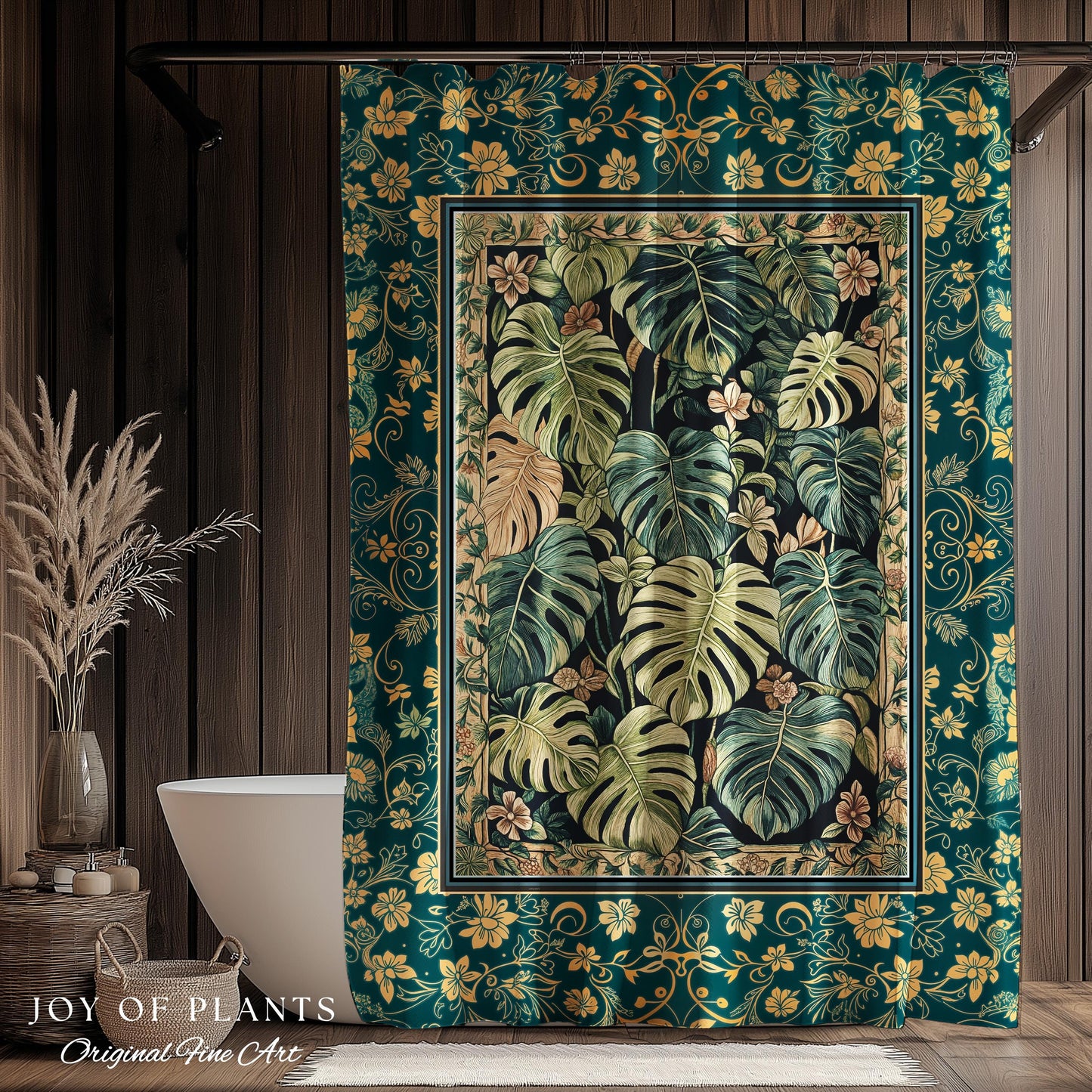 Cozy Plant Bathroom Shower Curtain | Jungle Vibes Dark Academia Houseplant Lover Housewarming Gift Whimsigoth Eclectic Bath Room Botanical |
