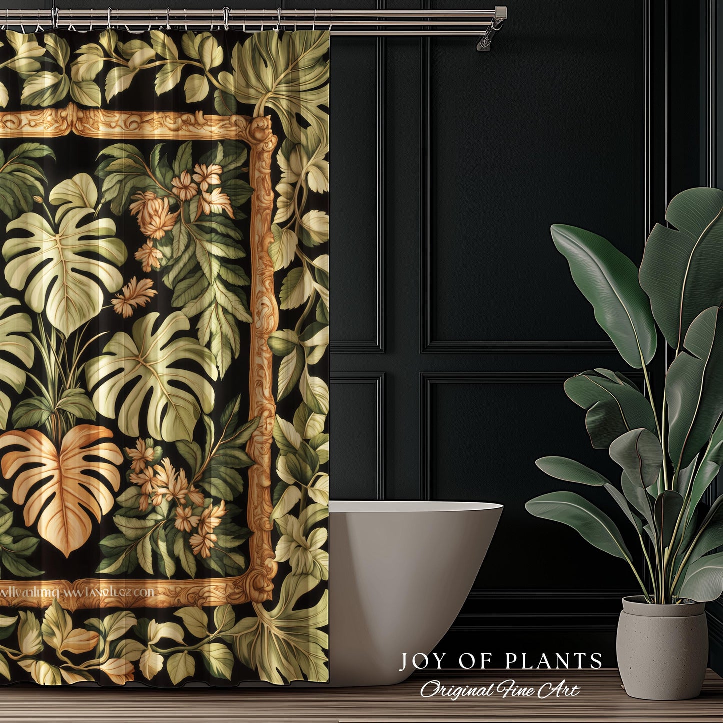 Forestcore Tropigoth Shower Curtain | Jungle Whimsy Dark Academia Bathroom Cottagecore Houseplant Lover Maximalist Botanical Monstera Boho |