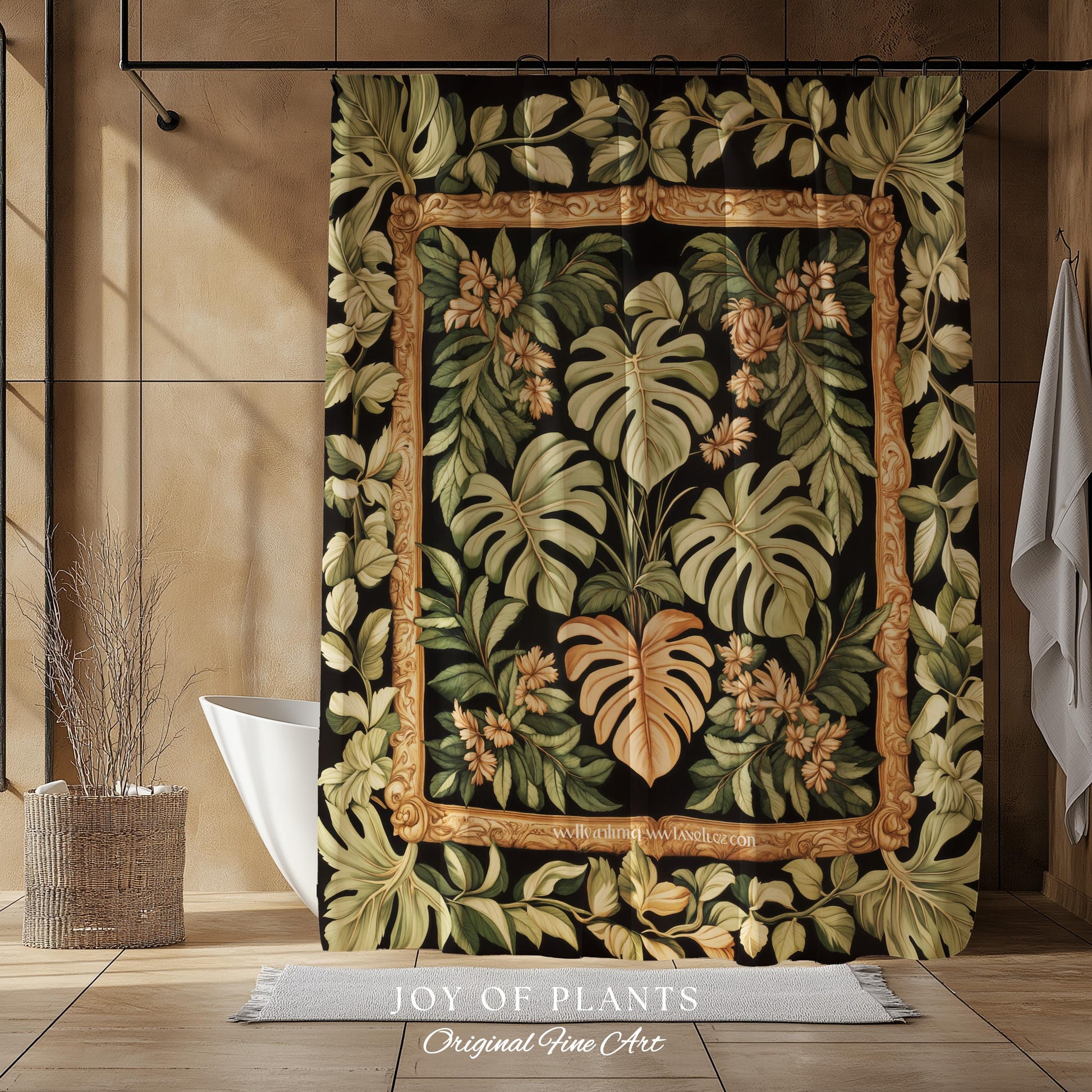Forestcore Tropigoth Shower Curtain | Jungle Whimsy Dark Academia Bathroom Cottagecore Houseplant Lover Maximalist Botanical Monstera Boho |