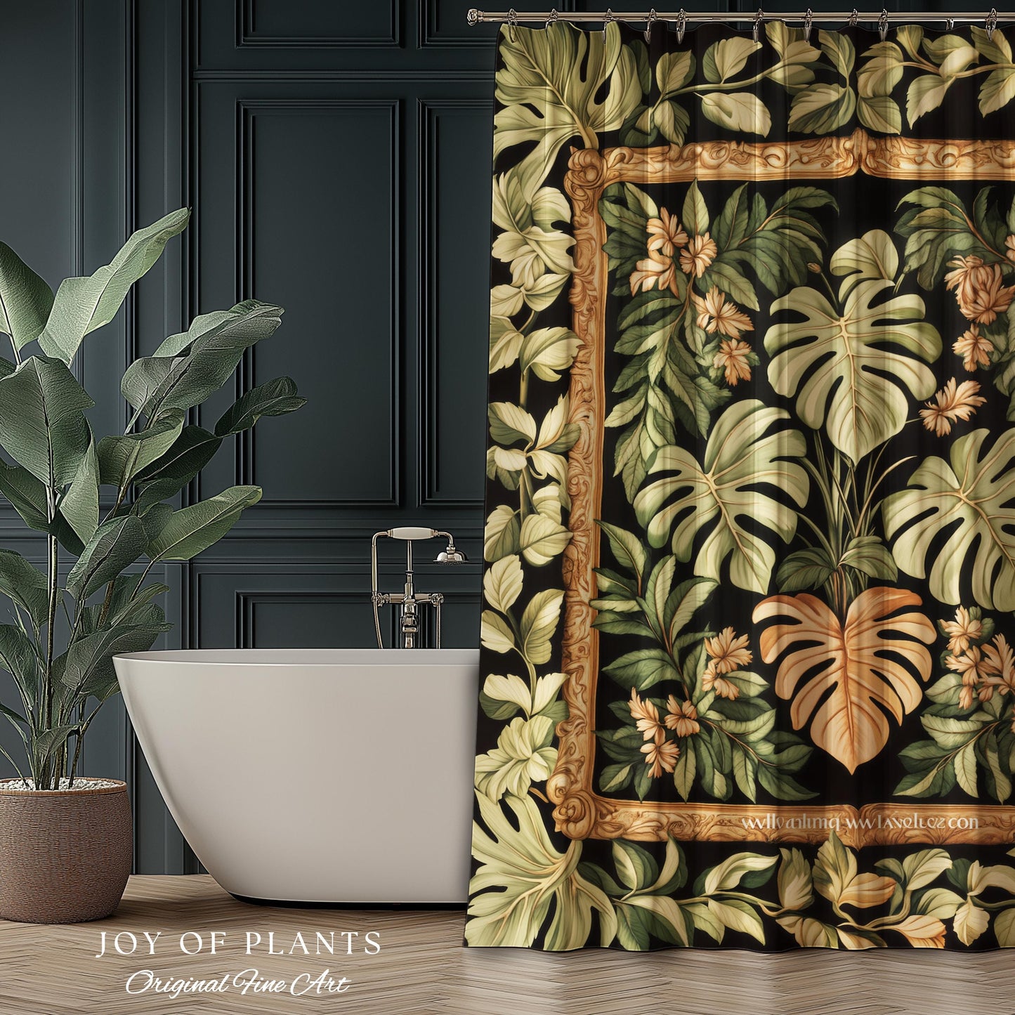 Forestcore Tropigoth Shower Curtain | Jungle Whimsy Dark Academia Bathroom Cottagecore Houseplant Lover Maximalist Botanical Monstera Boho |