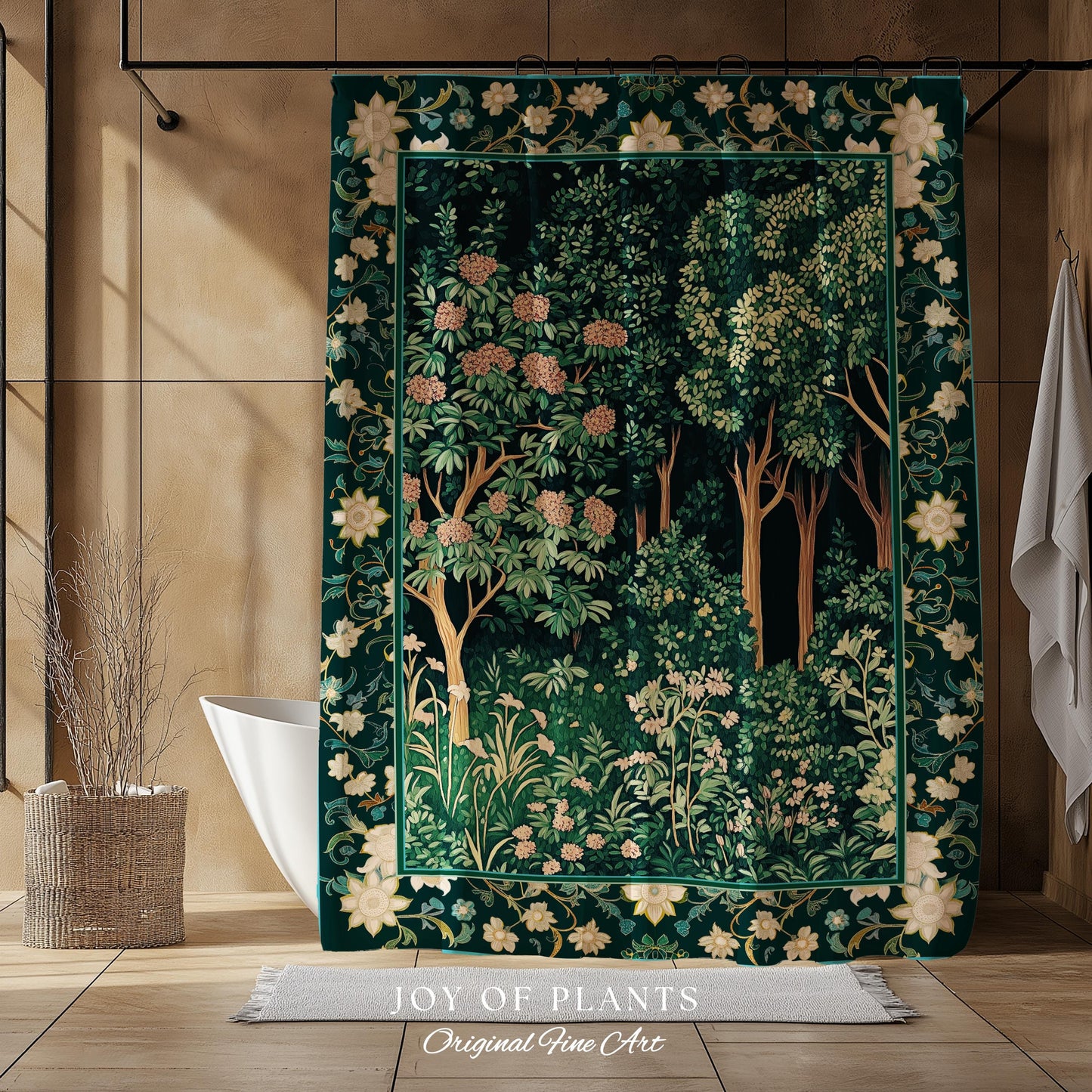 Dark Woodland Whimsical Forest Shower Curtain Whimsigothic Folklore Inspired Decor | Ethereal Academia Aesthetic Fairycore Bathroom Accent |