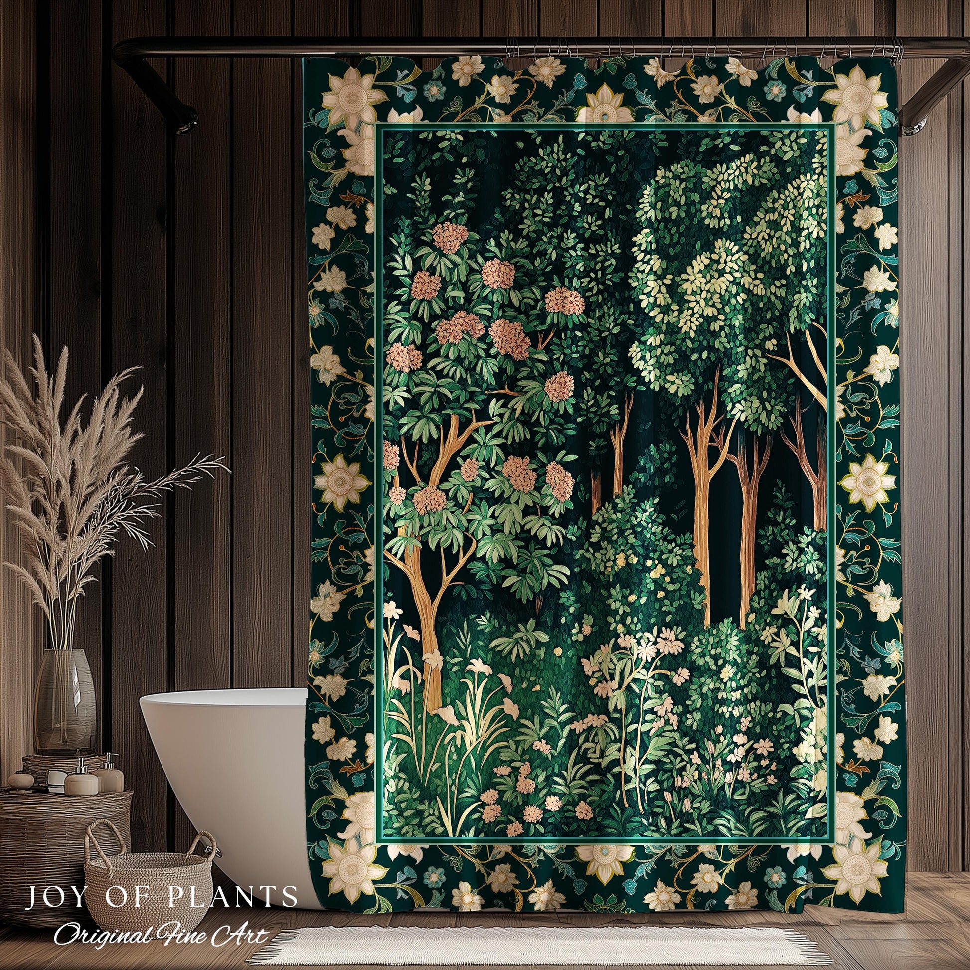Dark Woodland Whimsical Forest Shower Curtain Whimsigothic Folklore Inspired Decor | Ethereal Academia Aesthetic Fairycore Bathroom Accent |