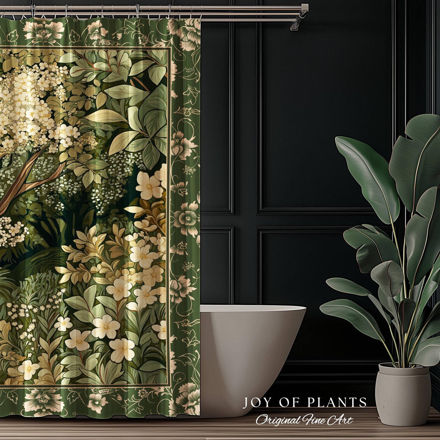 Soft Aesthetics Folklore Forest Shower Curtain Fairy Inspired Bathroom | Cozy Cottagecore Ethereal Nature Aesthetic Sage Green Indie Decor |