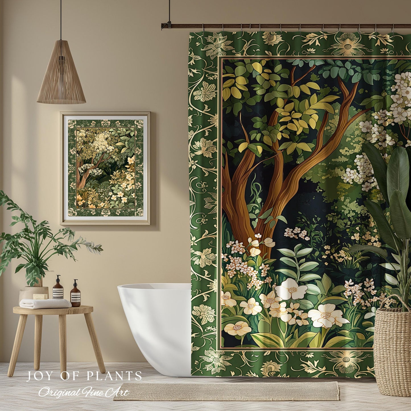 Wildflower Meadow Botanical Shower Curtain Fairy Inspired Bathroom | Cottagecore Folklore Decor Ethereal Aesthetic Bohemian Fairycore Style