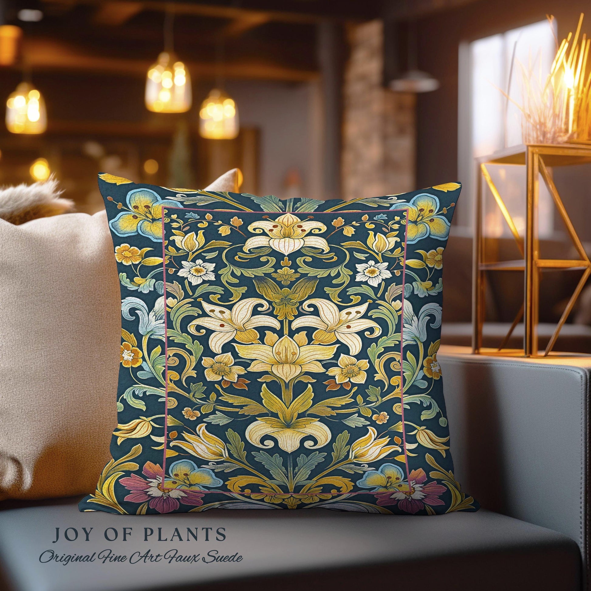 Rustic Farmhouse Floral Pillow Country Cottage Charm | Soft Cottagecore Botanical Elegance Vintage Boho Flower Pattern Morris Style Cushion