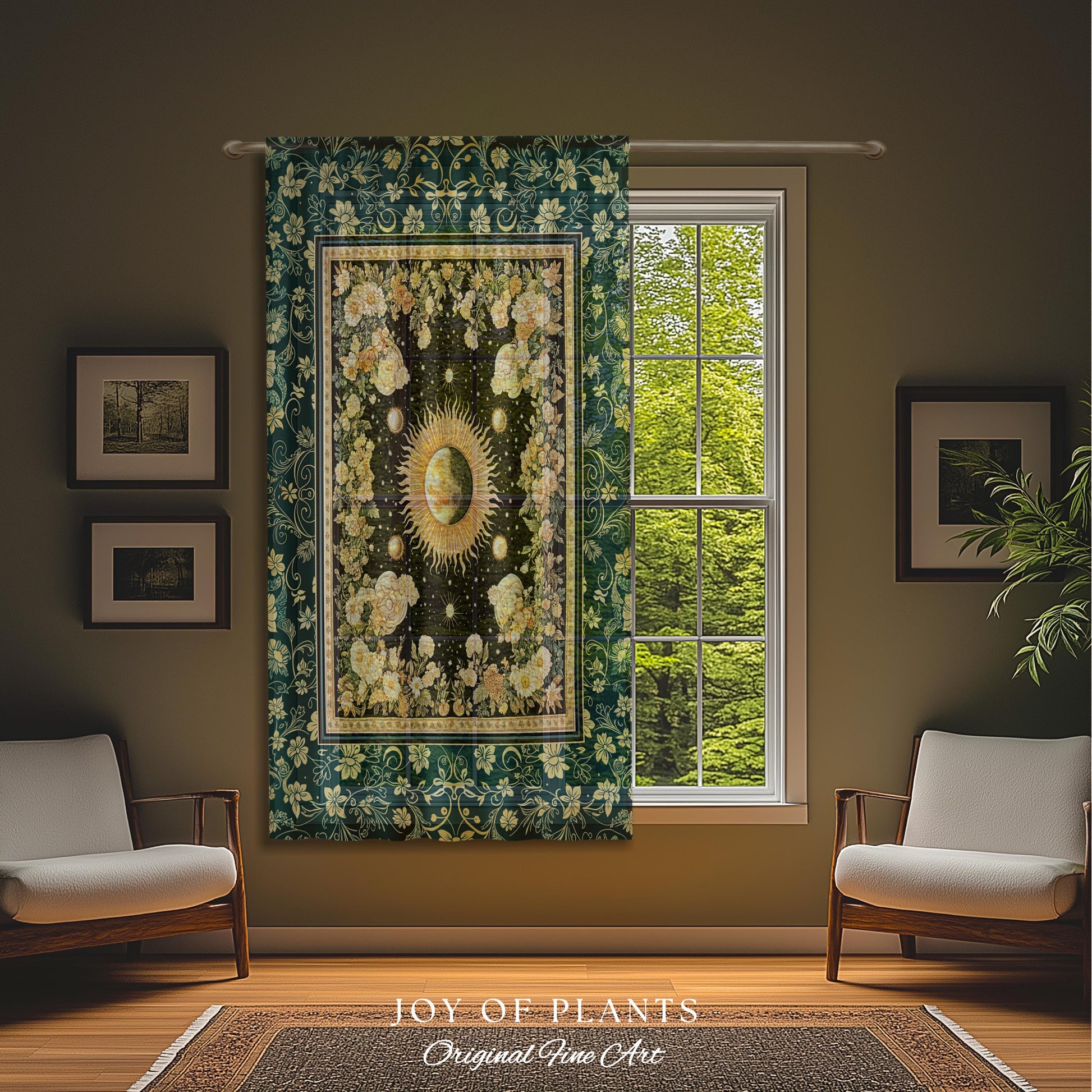 Sun and Moon Bohemian Curtains | Moody Skies Astrology Drapes Vintage Celestial Cozy Bedroom Astrology Tapestry Dark Cottagecore Bohemian |