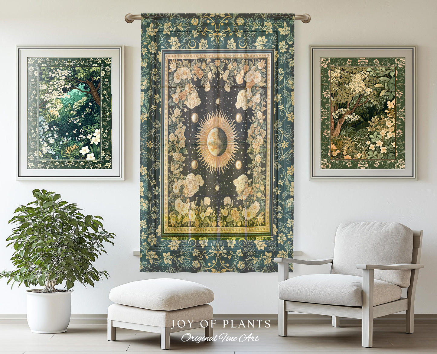 Sun and Moon Bohemian Curtains | Moody Skies Astrology Drapes Vintage Celestial Cozy Bedroom Astrology Tapestry Dark Cottagecore Bohemian |
