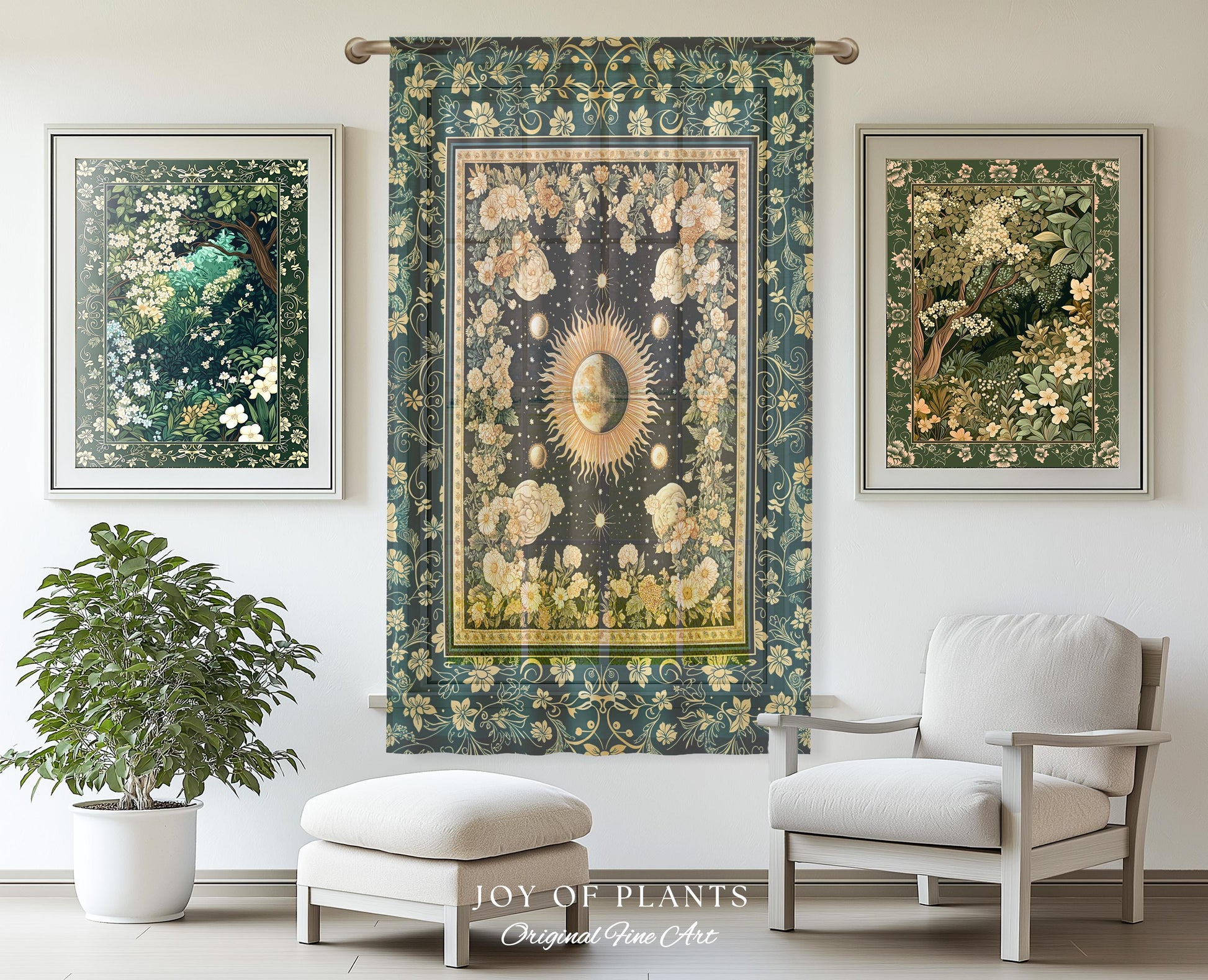 Sun and Moon Bohemian Curtains | Moody Skies Astrology Drapes Vintage Celestial Cozy Bedroom Astrology Tapestry Dark Cottagecore Bohemian |