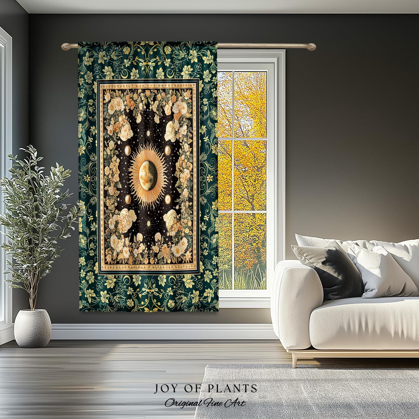 Sun and Moon Bohemian Curtains | Moody Skies Astrology Drapes Vintage Celestial Cozy Bedroom Astrology Tapestry Dark Cottagecore Bohemian |